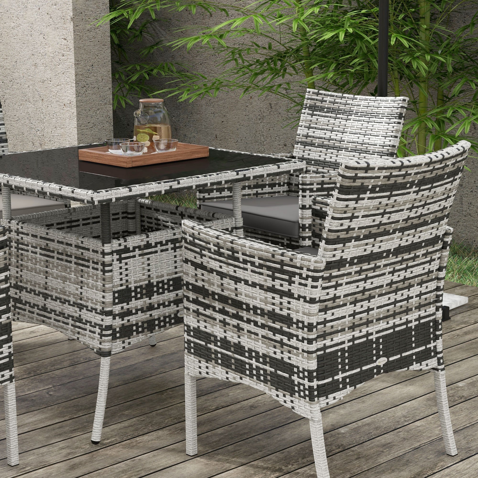 Outsunny Five-Pieces Rattan Dining Set - North Peak Garden Furniture