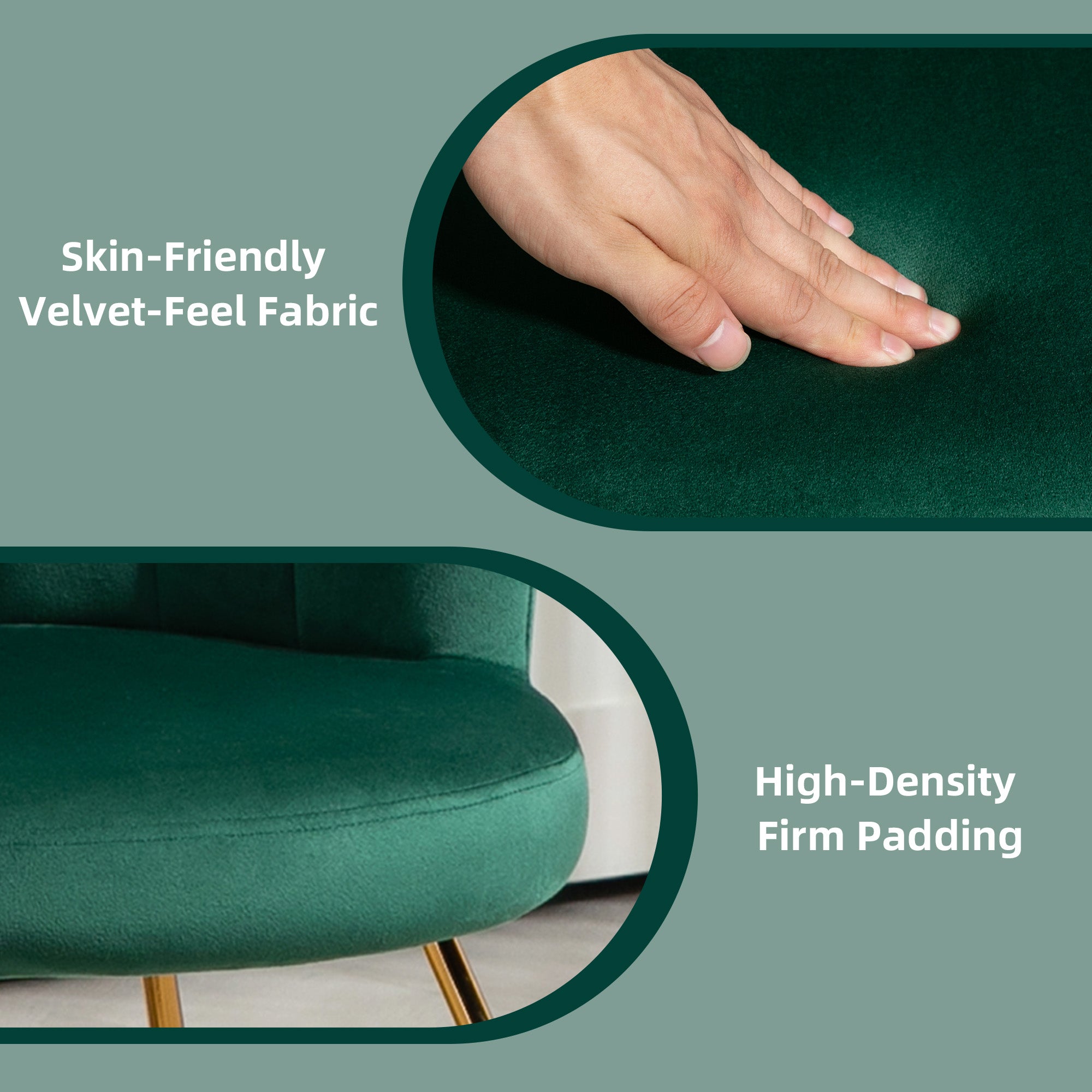 HOMCOM Velvet-Feel Lotus Petal Accent Chair - Green - North Peak Garden Furniture