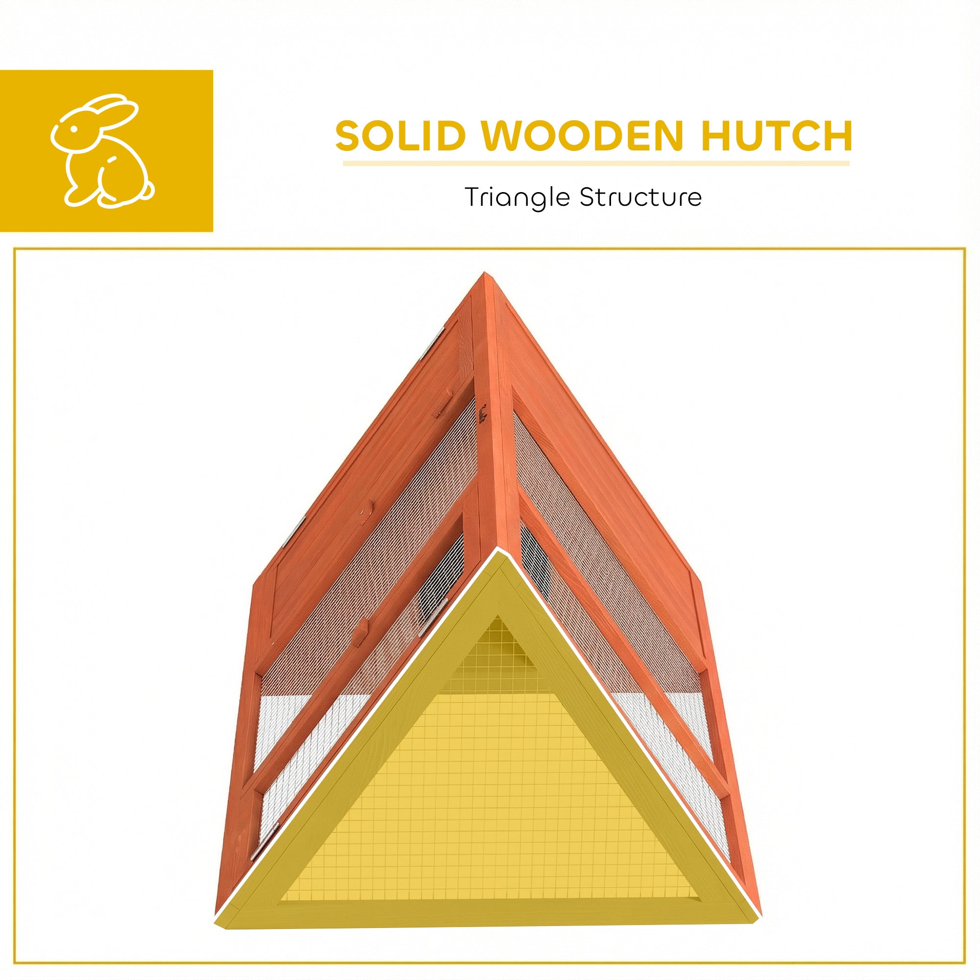 PawHut Rabbit Hutch, Wooden Guinea Pig Hutch with Run and Doors, Outdoor Triangle Bunny House for Rabbits,Duck and Chicken