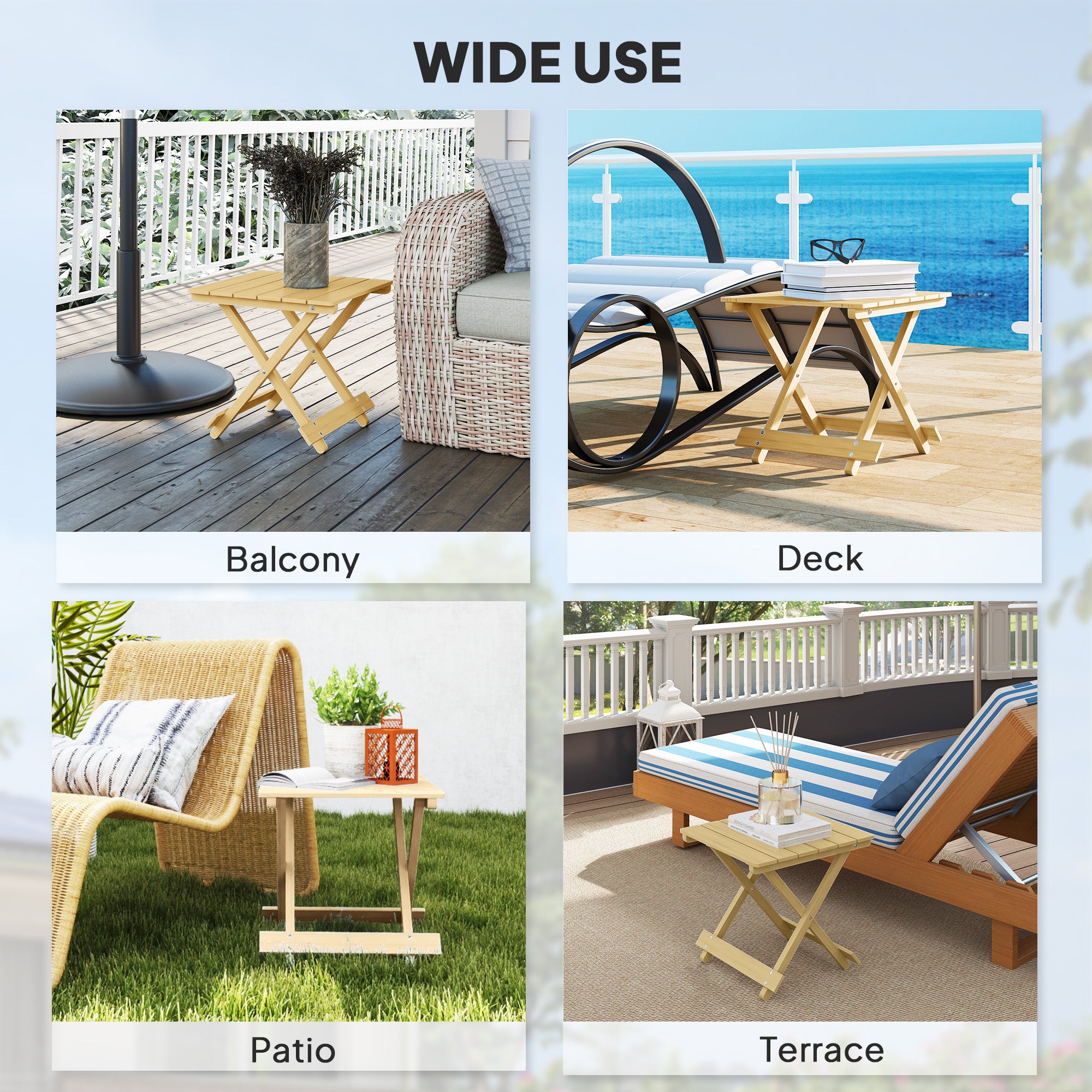 Outsunny Wooden Foldable Outdoor Coffee Table - North Peak Garden Furniture