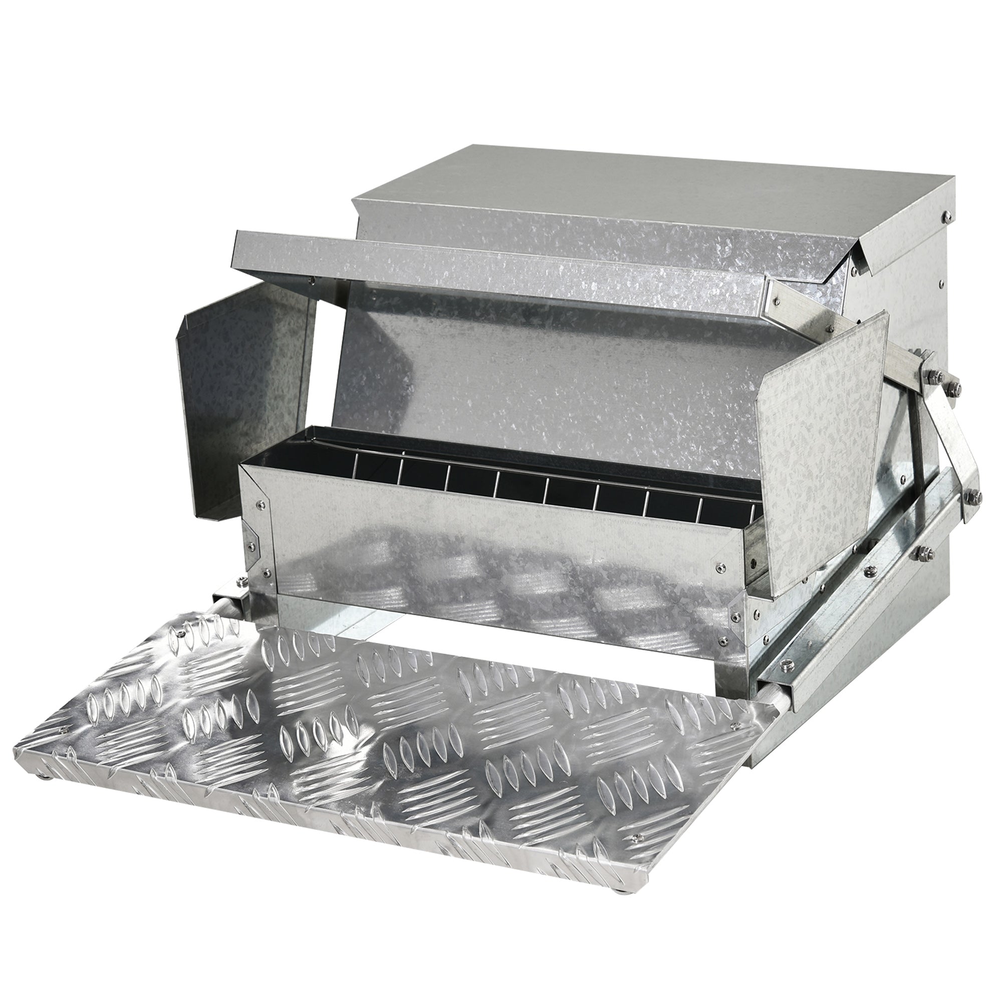 PawHut 11.5KG Automatic Chicken Poultry Feeder Rat Proof Treadle Self Opening with Galvanized Steel and Aluminium - North Peak Garden Furniture