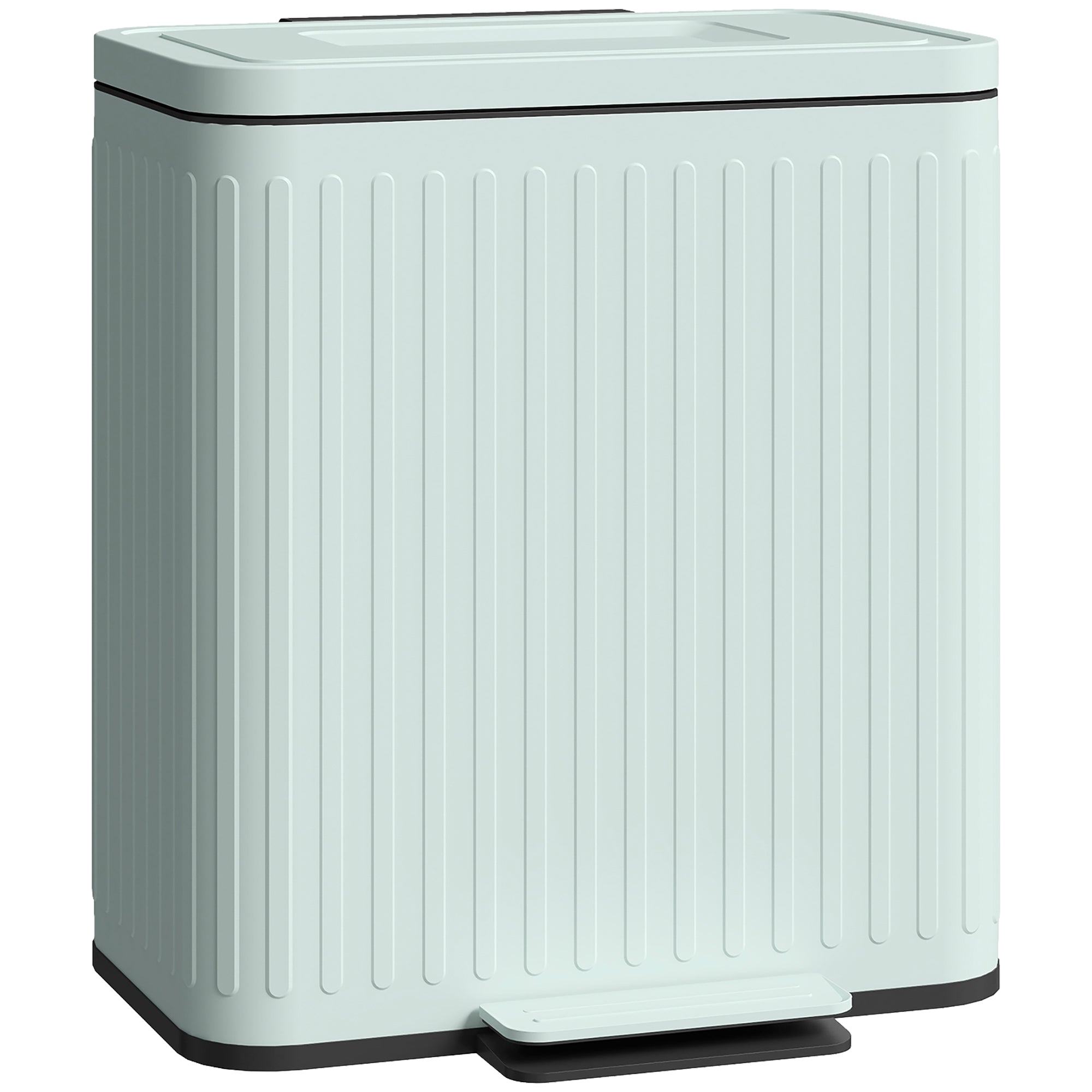 HOMCOM 40L Dual Compartment Rubbish Bin, with Soft-Close Lid - Green - North Peak Garden Furniture