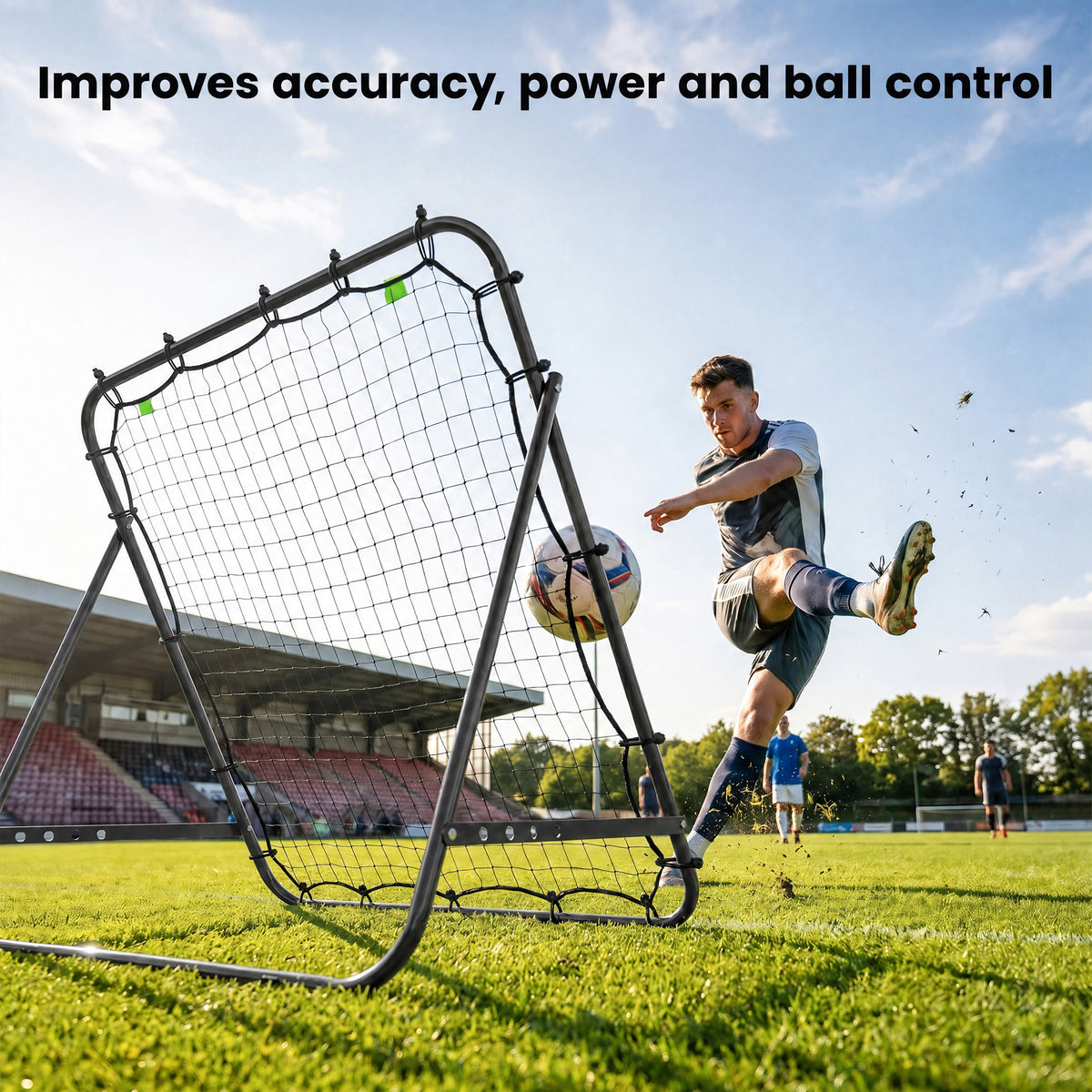 HOMCOM Adjustable Rebounder Net Kickback Target Goal for Teens Adults Training, Black