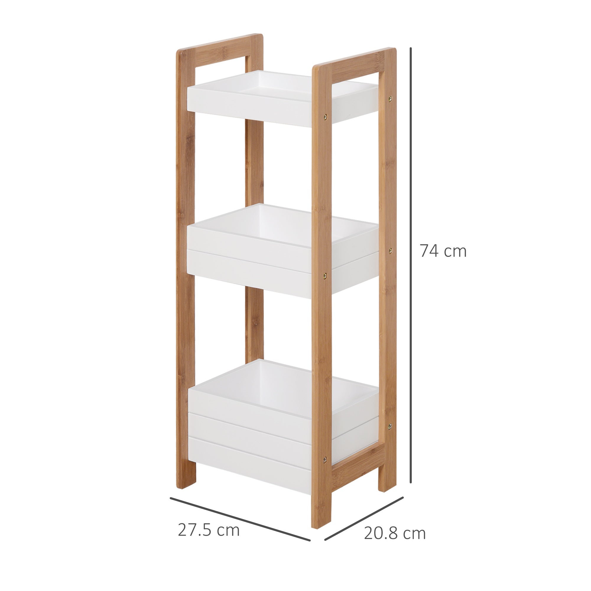 HOMCOM 3-Tier Bathroom Rack Storage Shelf Bamboo Organiser Shower Tower for Narrow Place - North Peak Garden Furniture
