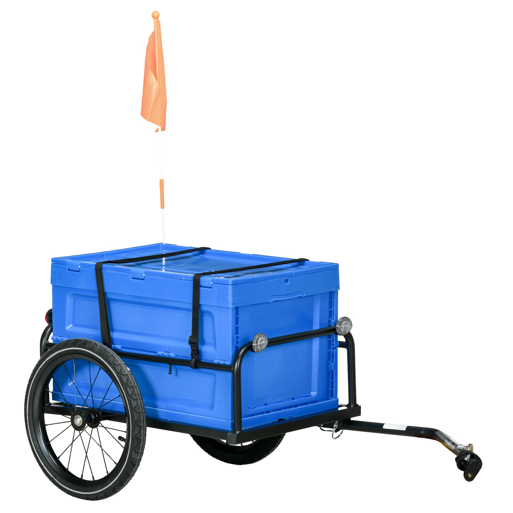 HOMCOM 65L Steel Frame Bike Trailer Storage Box - Blue