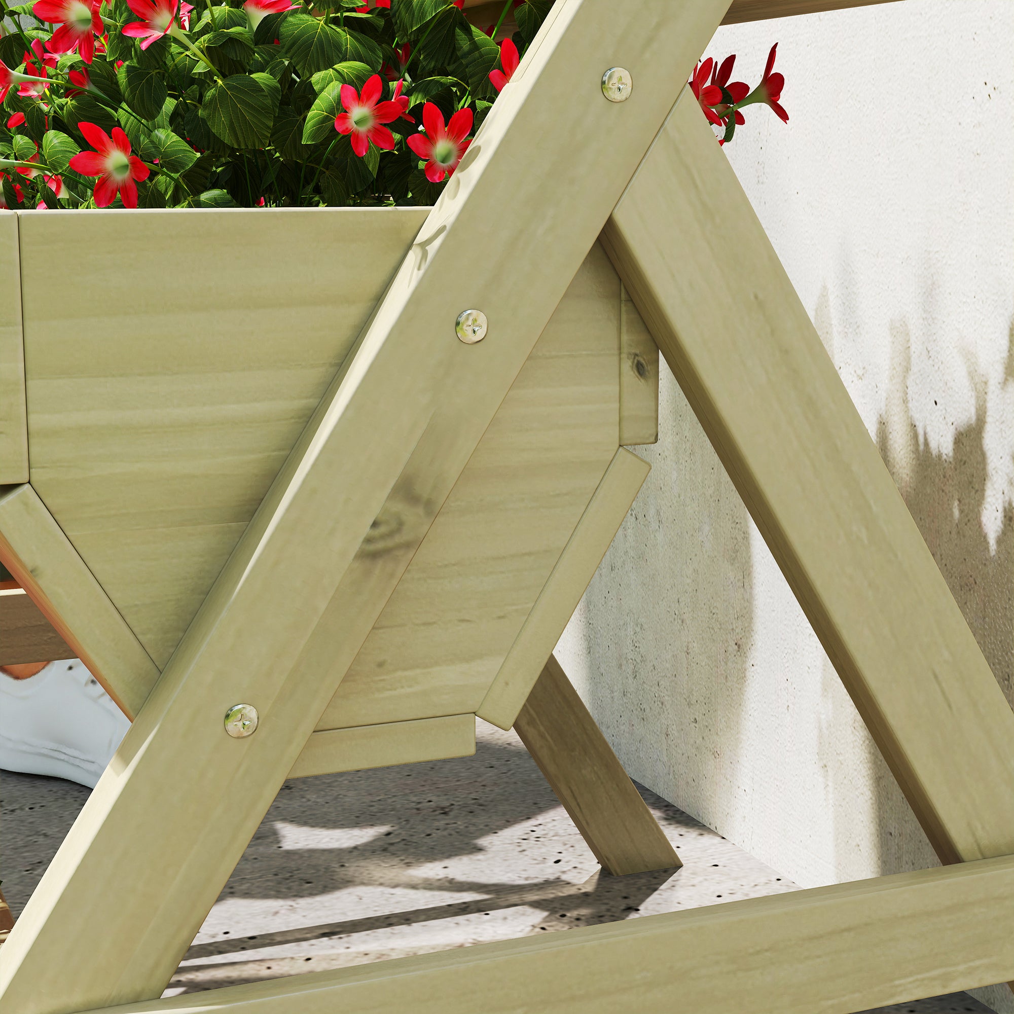 Outsunny 3 Tier Raised Garden Bed Wooden Elevated Planter Box Kit, 66L for Flower, Vegetable, Herb, 65x75x78cm, Green