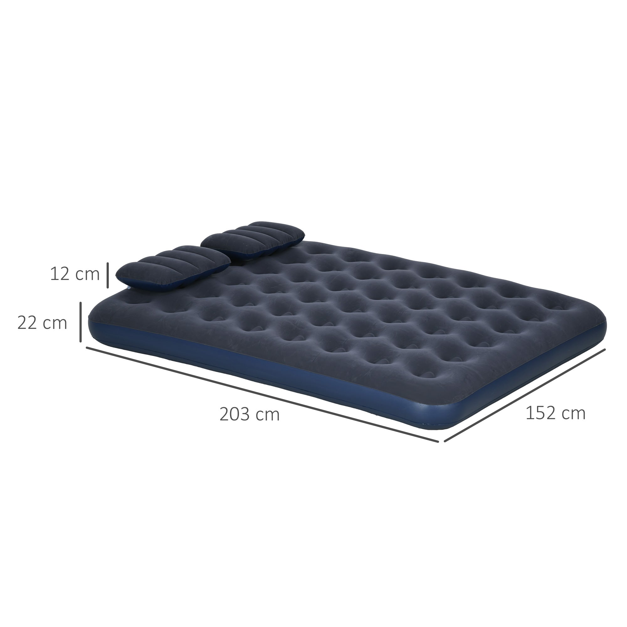 Outsunny Inflatable King Size Air Bed, with Built-In Hand Pump - Blue - North Peak Garden Furniture