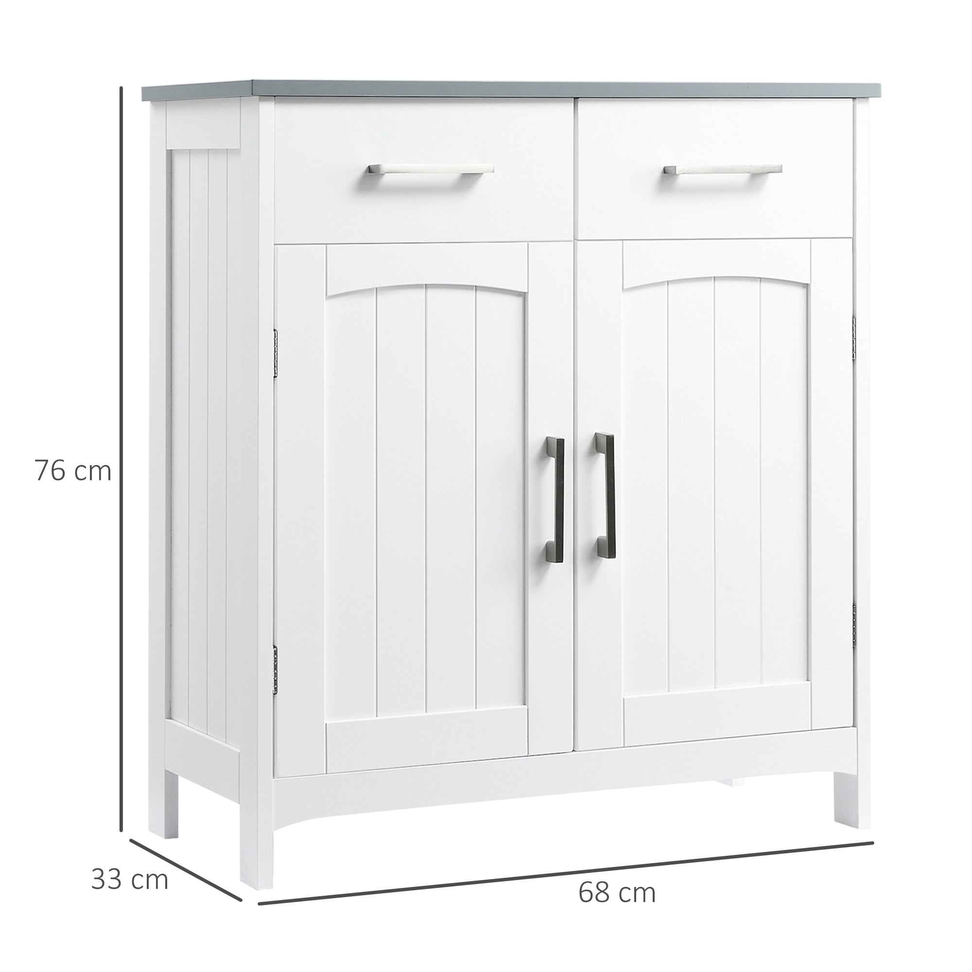 kleankin Freestanding Bathroom Cabinet, Storage Cupboard with 2 Drawers, Double Doors, Adjustable Shelf, White