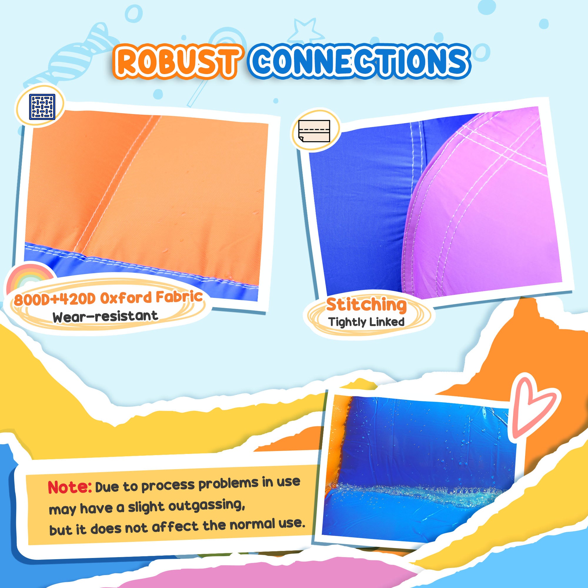 Outsunny Kids Bouncy Castle House Inflatable Trampoline Slide Water Pool 3 in 1 with Blower for Kids Age 3-8 Multi-color 2.8 x 2.5 x 1.7m - North Peak Garden Furniture