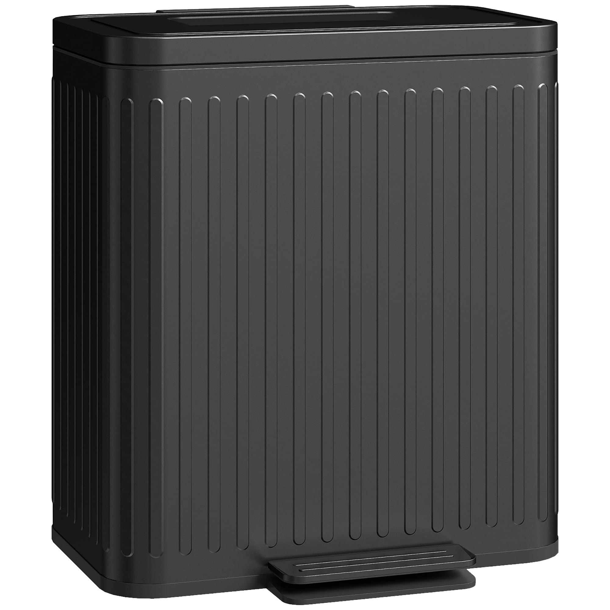 HOMCOM 40L Dual Compartment Rubbish Bin, with Soft-Close Lid - Black - North Peak Garden Furniture
