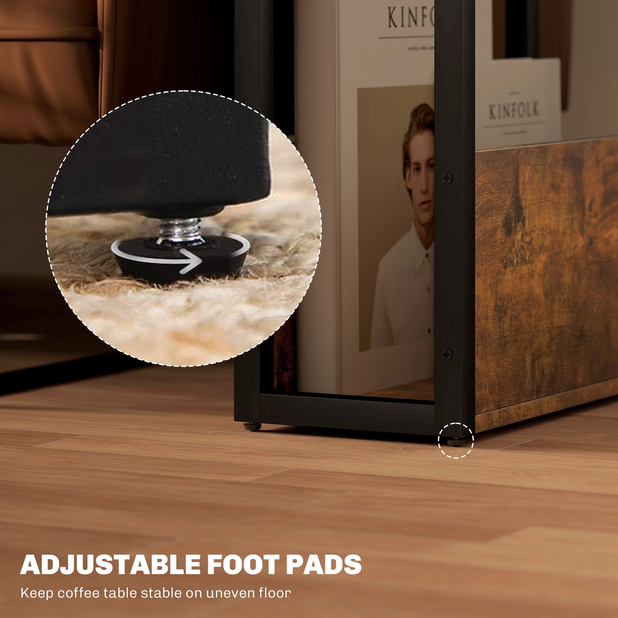 HOMCOM Industrial-Style Side Table - Black/Brown - North Peak Garden Furniture