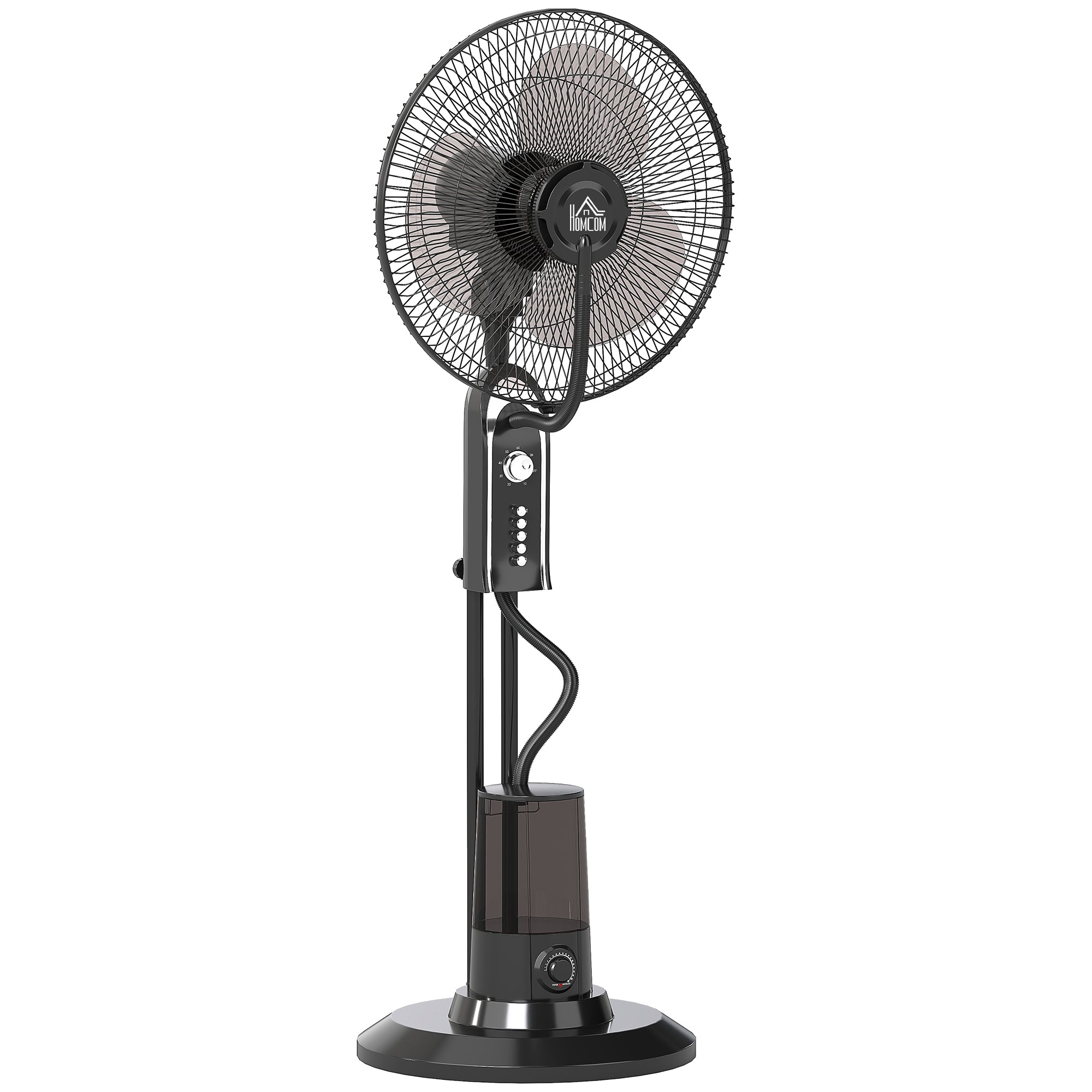 HOMCOM Pedestal Fan with Water Mist Spray, Spray Misting Fan with 70° Oscillation, Tilt Head, 3 Speeds, 3 Modes, Adjustable Mist, 3.2L Water Tank, for Home, 120 cm