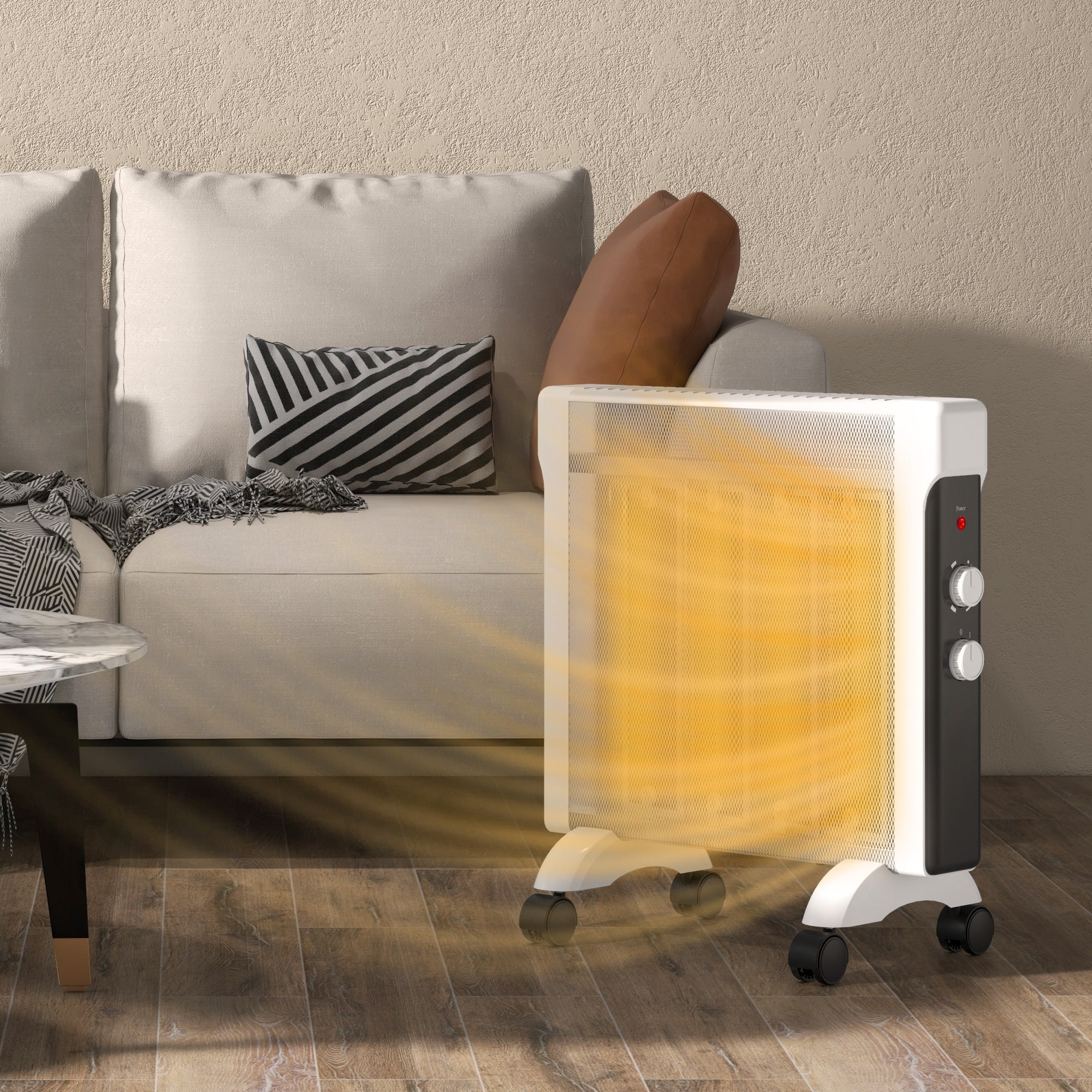 HOMCOM 2kW Electric Heater, 10-45℃ Temperature - White - North Peak Garden Furniture