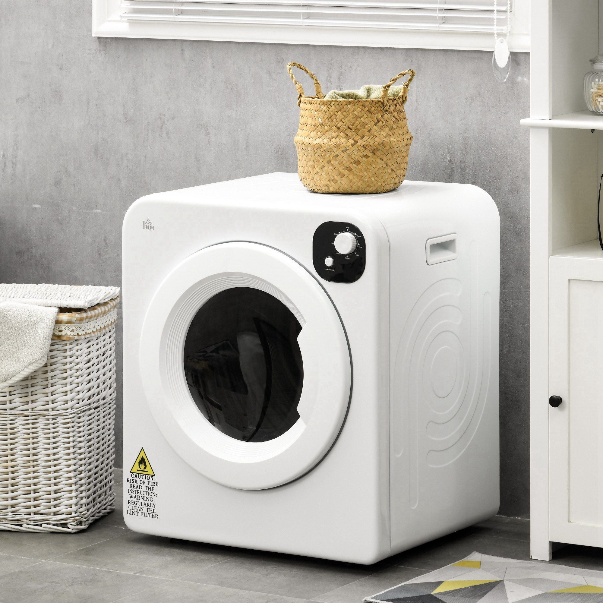 HOMCOM 6kg Vented Tumble Dryer, Freestanding, Wall Mounted, Stackable, Portable Dryer with 7 Programmers, White - North Peak Garden Furniture