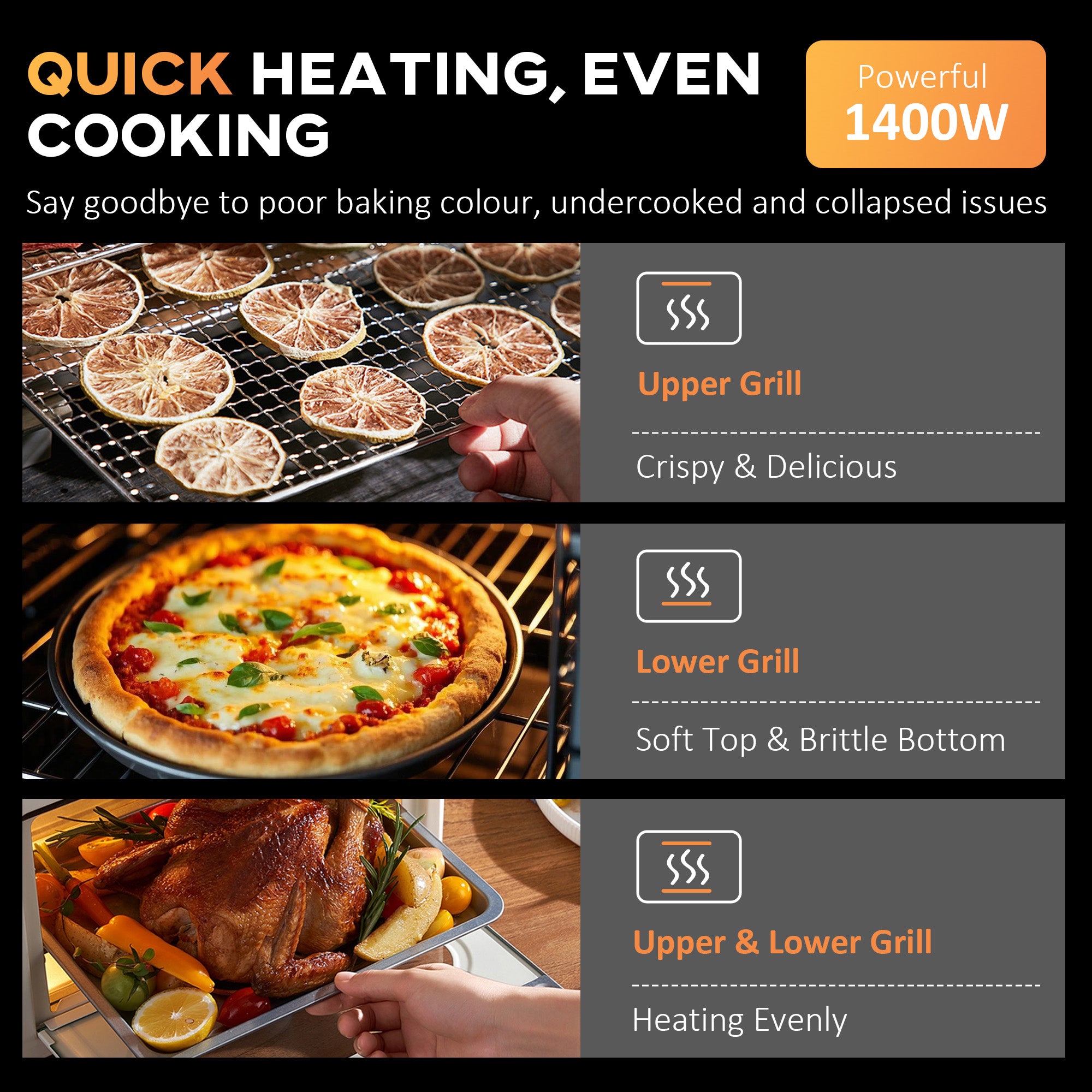 HOMCOM 30L 60-230℃ Mini Electric Oven, with Accessories - Silver Tone - North Peak Garden Furniture