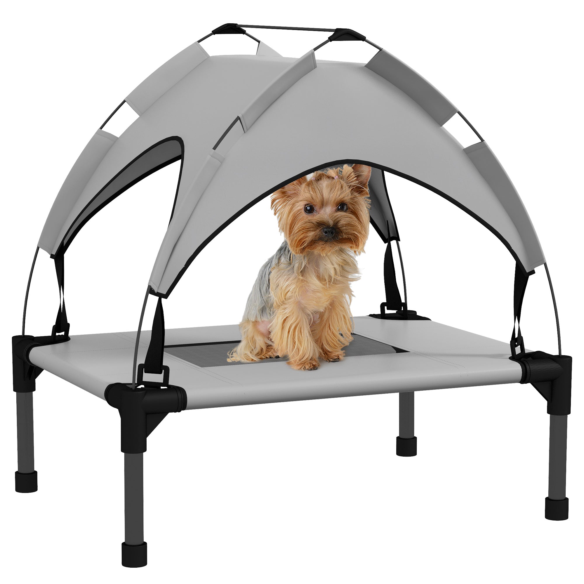 PawHut Cooling Raised Pet Bed w/ Washable Breathable Mesh, for Mini Small Dogs, 61 x 46 x 63cm - Light Grey - North Peak Garden Furniture