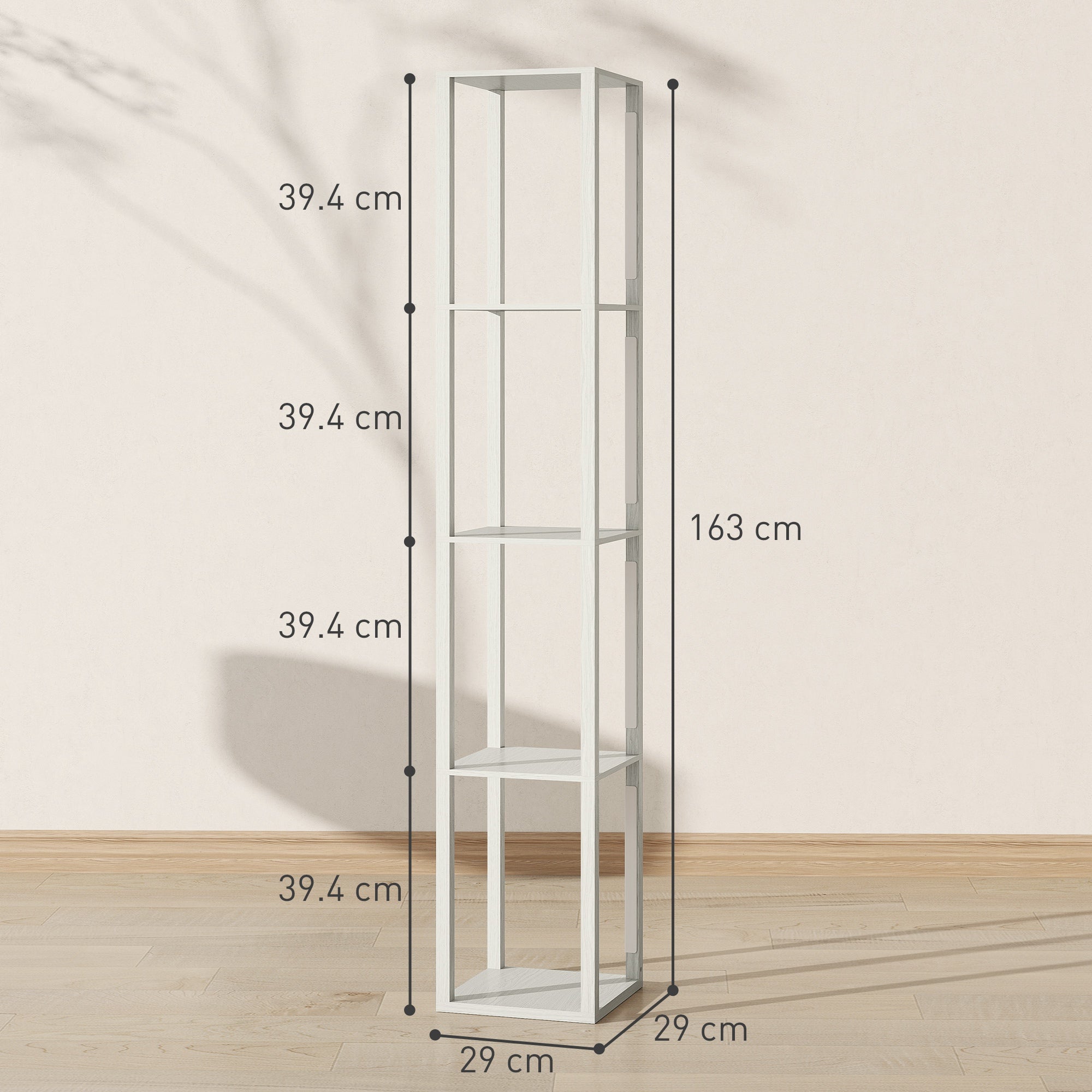 HOMCOM Floor Lamp with Shelves and 3 Brightness Levels - Oak
