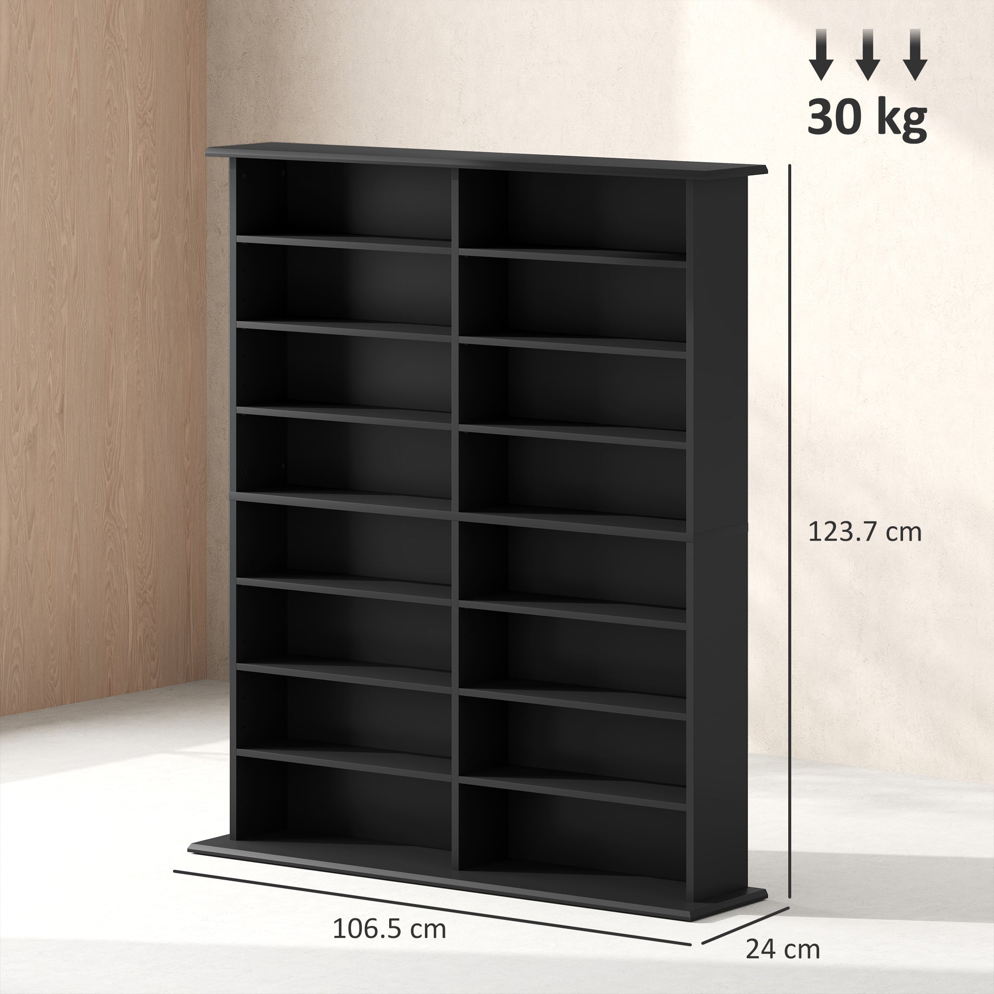 HOMCOM 720 CD/396 DVD/396 Blu-ray Storage Unit - Black - North Peak Garden Furniture