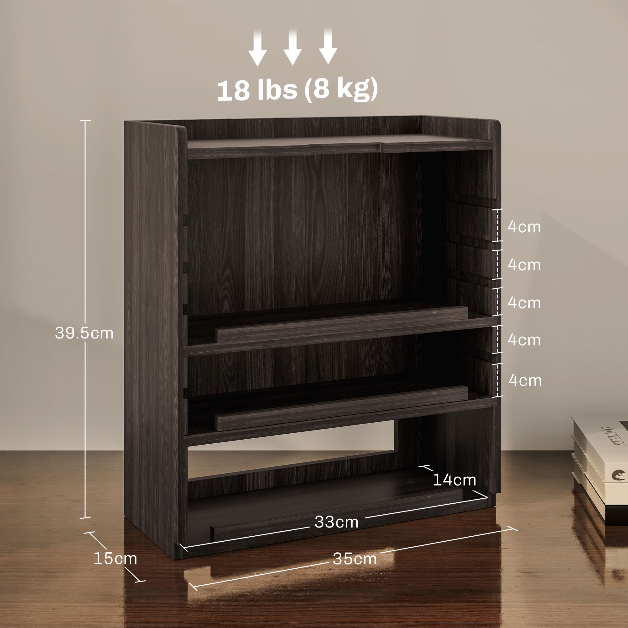 HOMCOM Four-Tier Desktop Organiser - Dark Brown - North Peak Garden Furniture