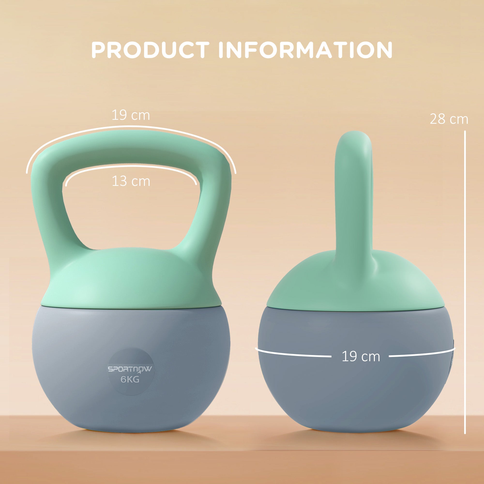 SPORTNOW 6KG Kettlebell, Soft Kettle Bell with Non-Slip Handle for Home Gym Weight Lifting and Strength Training - North Peak Garden Furniture