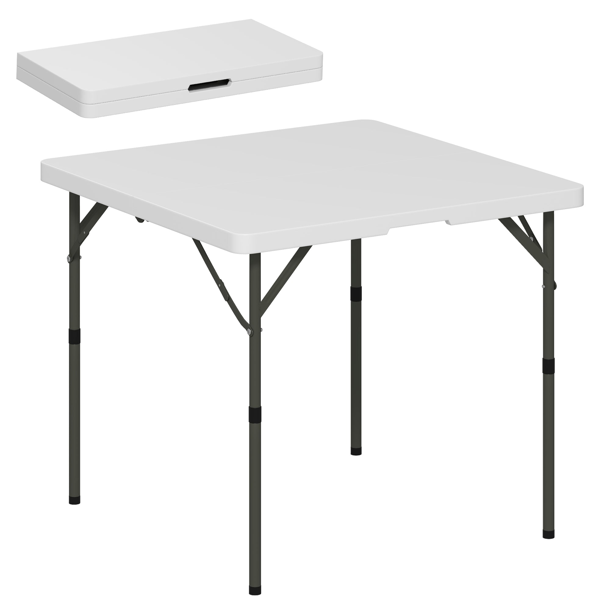 Outsunny 3ft Folding Camping Table, Heavy Duty Picnic Table with 2 Adjustable Height for Indoor Outdoor Garden, Party, BBQ, White