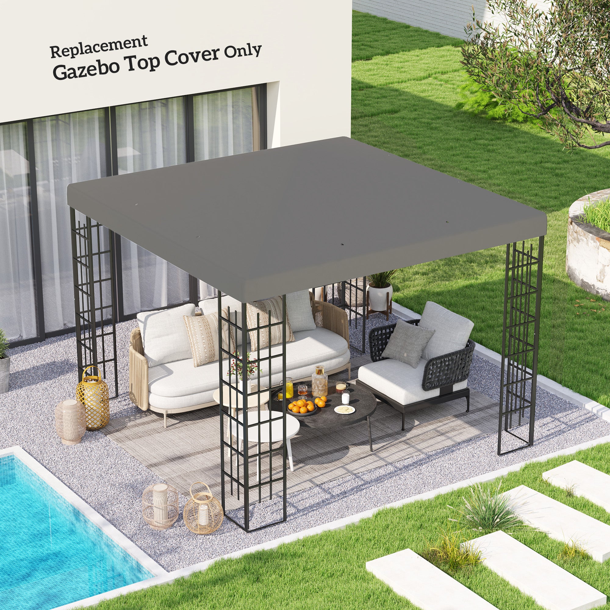 Outsunny 3 x 3(m) Gazebo Frame Replacement - Grey - North Peak Garden Furniture