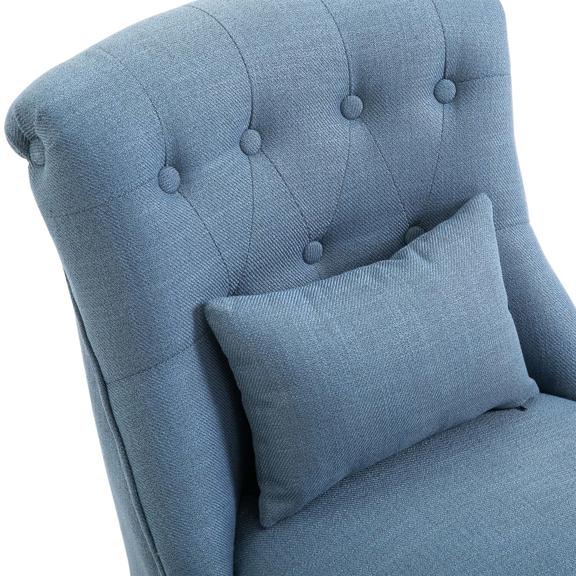 HOMCOM Fabric Single Sofa, Tub Chair, Upholstered Bedroom Chair with Pillow, Solid Wood Leg for Home, Living Room, Dining Room, Set of 2, Blue - North Peak Garden Furniture