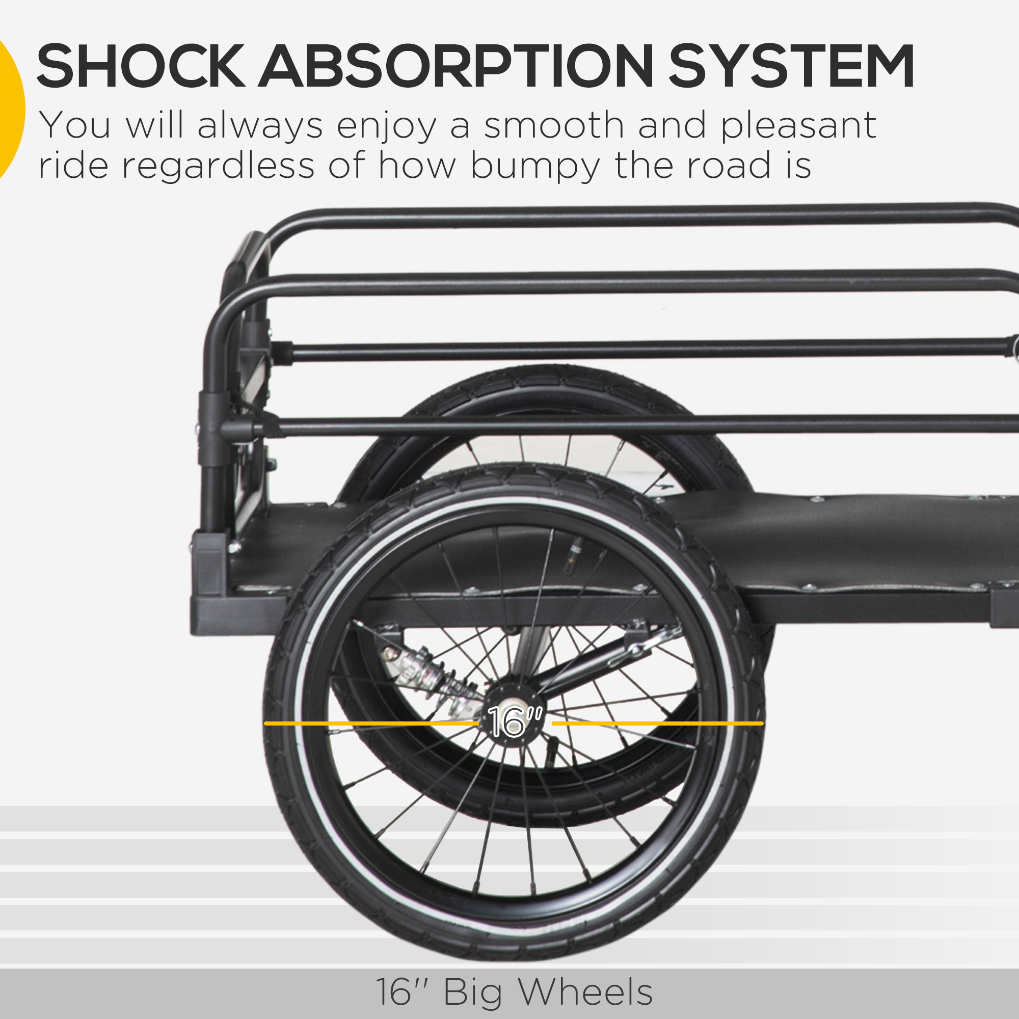 HOMCOM Steel Bike Trailer with Triple Safety, Wagon Bicycle Trailer with Suspension, 2 Wheels Outdoor Storage Carrier, Black - North Peak Garden Furniture