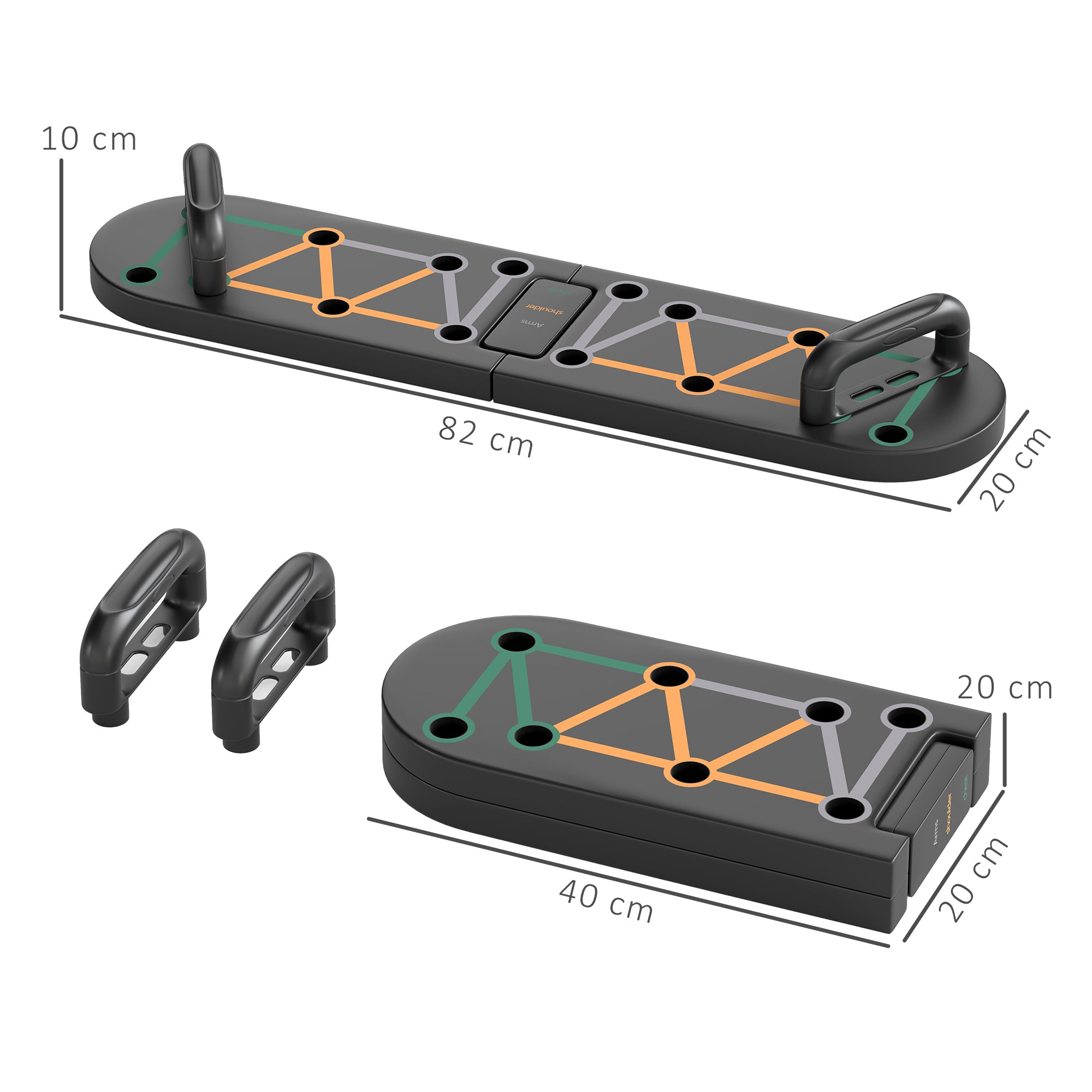 SPORTNOW Foldable Push Up Board, 11-in-1 Press Up Board, Portable Pushup Stand with Non-slip Pads, Multi-function Home Gym Equipment for Arm, Shoulder, Chest Muscle Training Fitness, Black - North Peak Garden Furniture