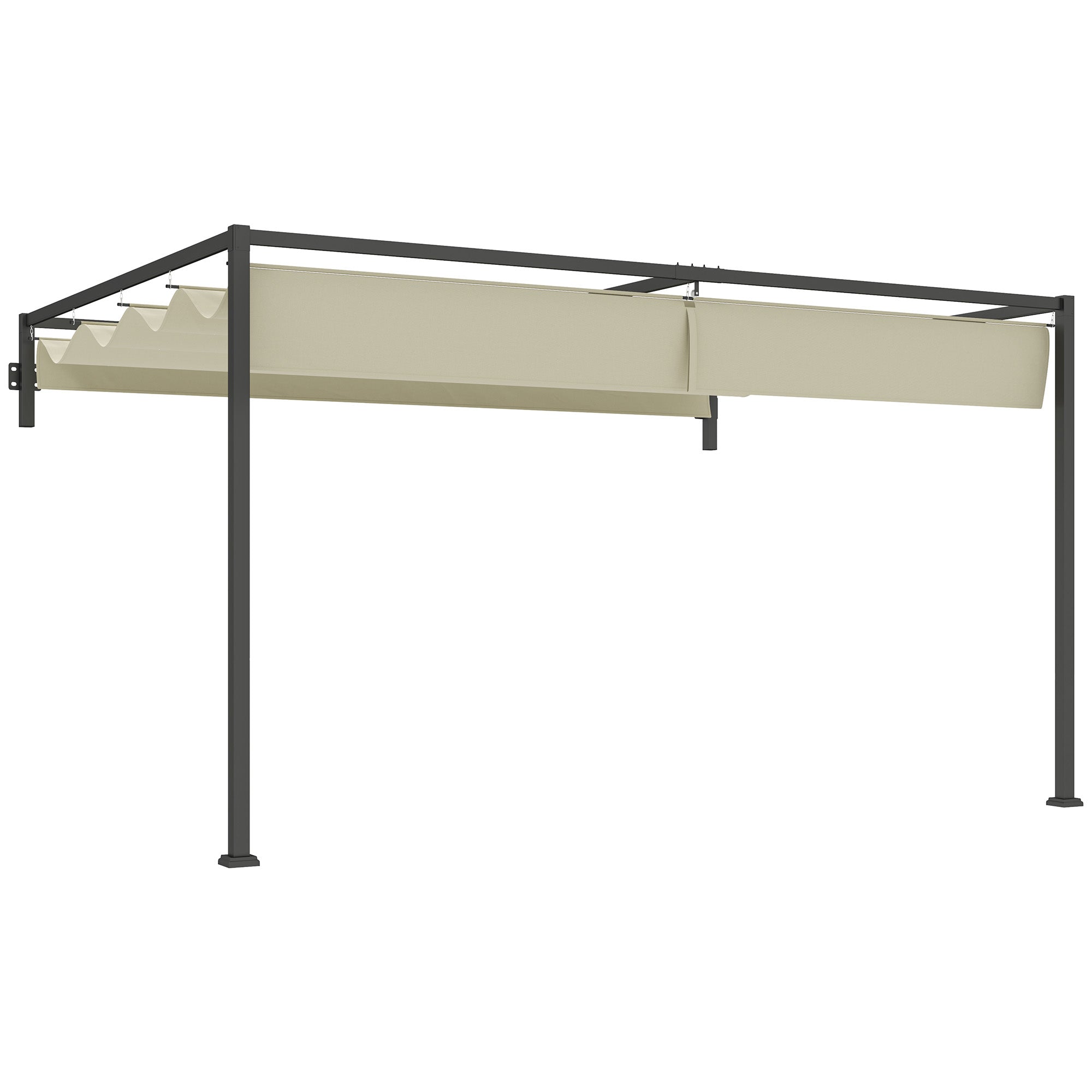 Outsunny 3 x 4m Steel Pergola, with Retractable Canopy - Khaki - North Peak Garden Furniture