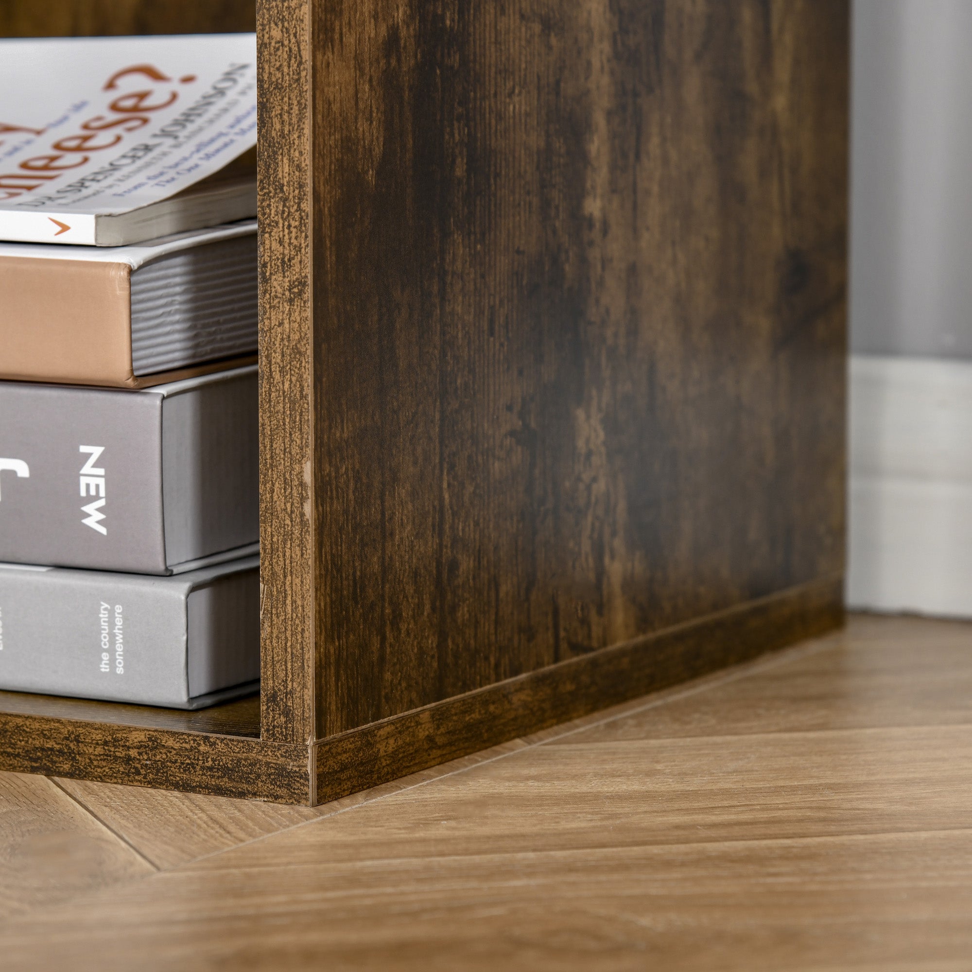 HOMCOM Six-Cube Bookcase - Rustic Brown Wood Effect