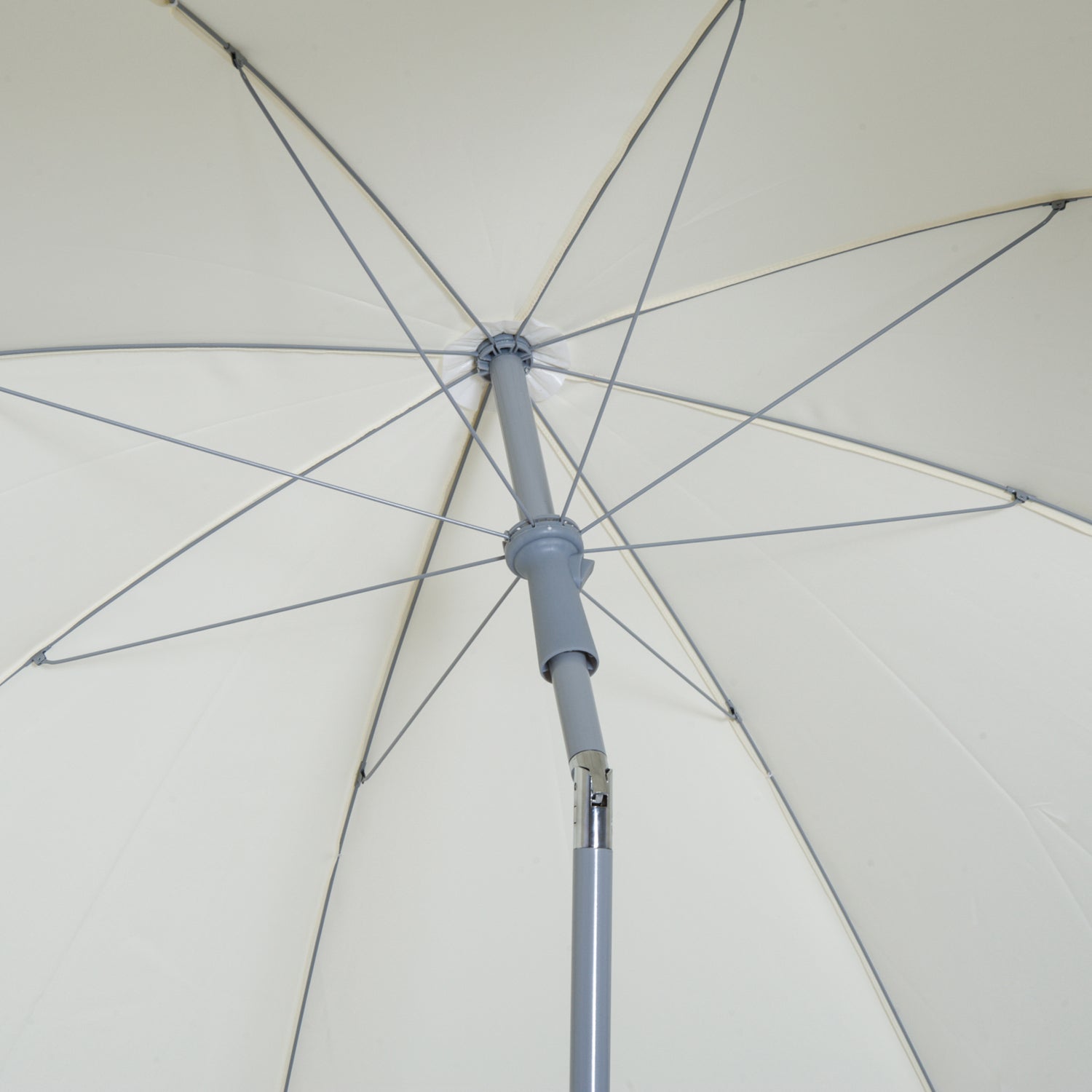 Outsunny 2.2m Beach Umbrella, Portable Parasol with Tilting Function, Outdoor Sunshade Shelter with 8 Ribs, Cream White - North Peak Garden Furniture