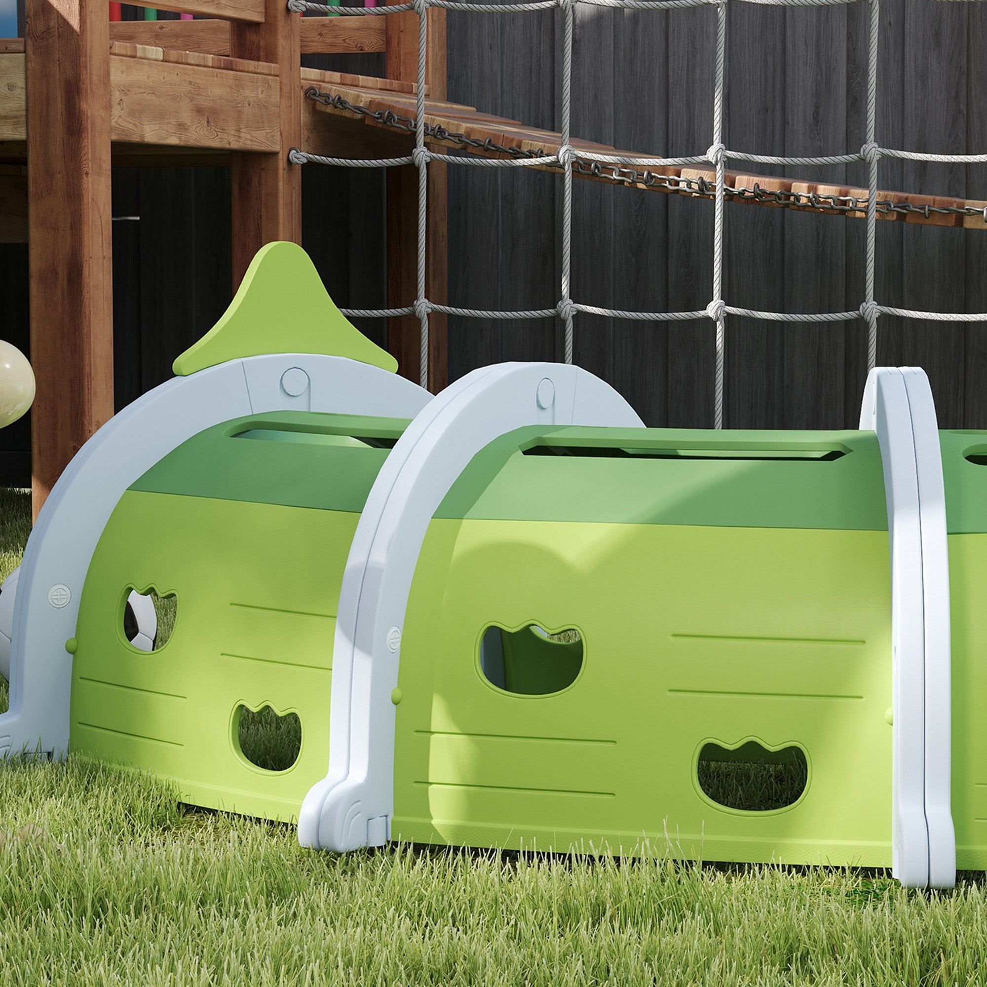 AIYAPLAY Crocodile Design Kids Play Tunnel for Ages 3-6 Crawl and Climb - North Peak Garden Furniture