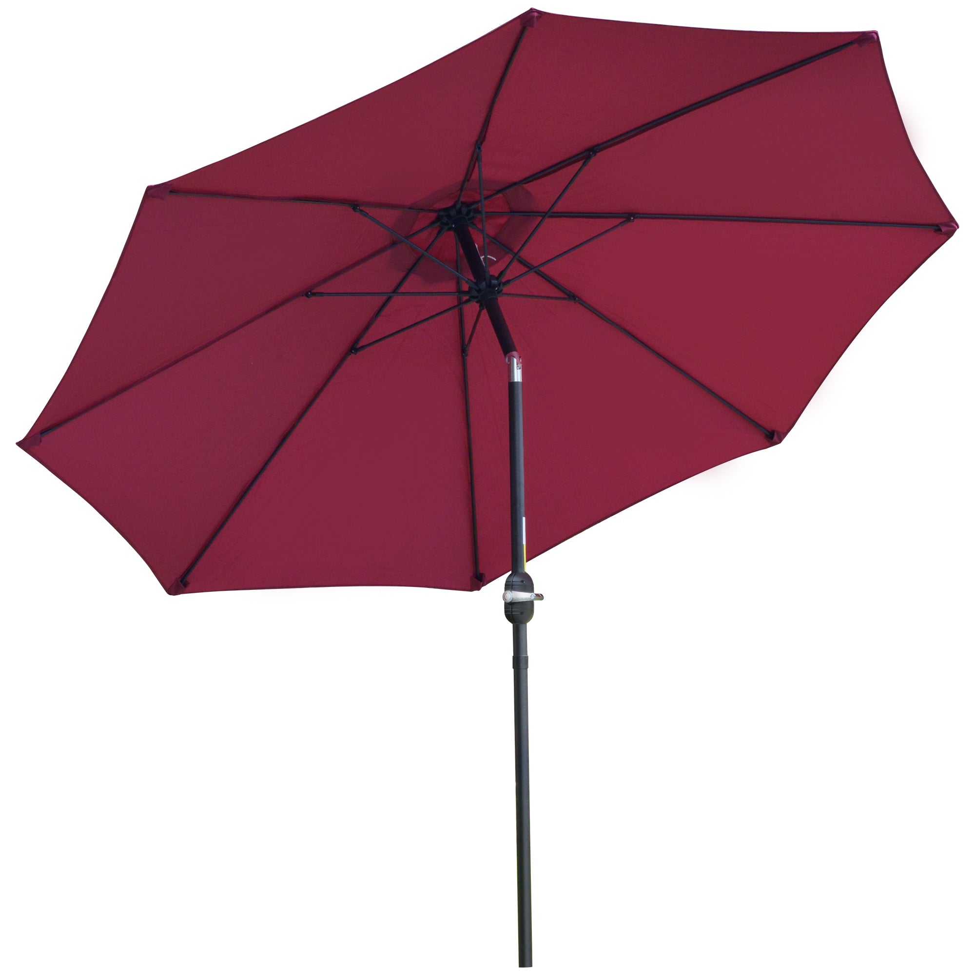 Outsunny 2.7M Garden Parasol Umbrella with Glass Fibre Ribs and Aluminium Frame, Tilting Sun Shade Shelter Canopy, Wine Red