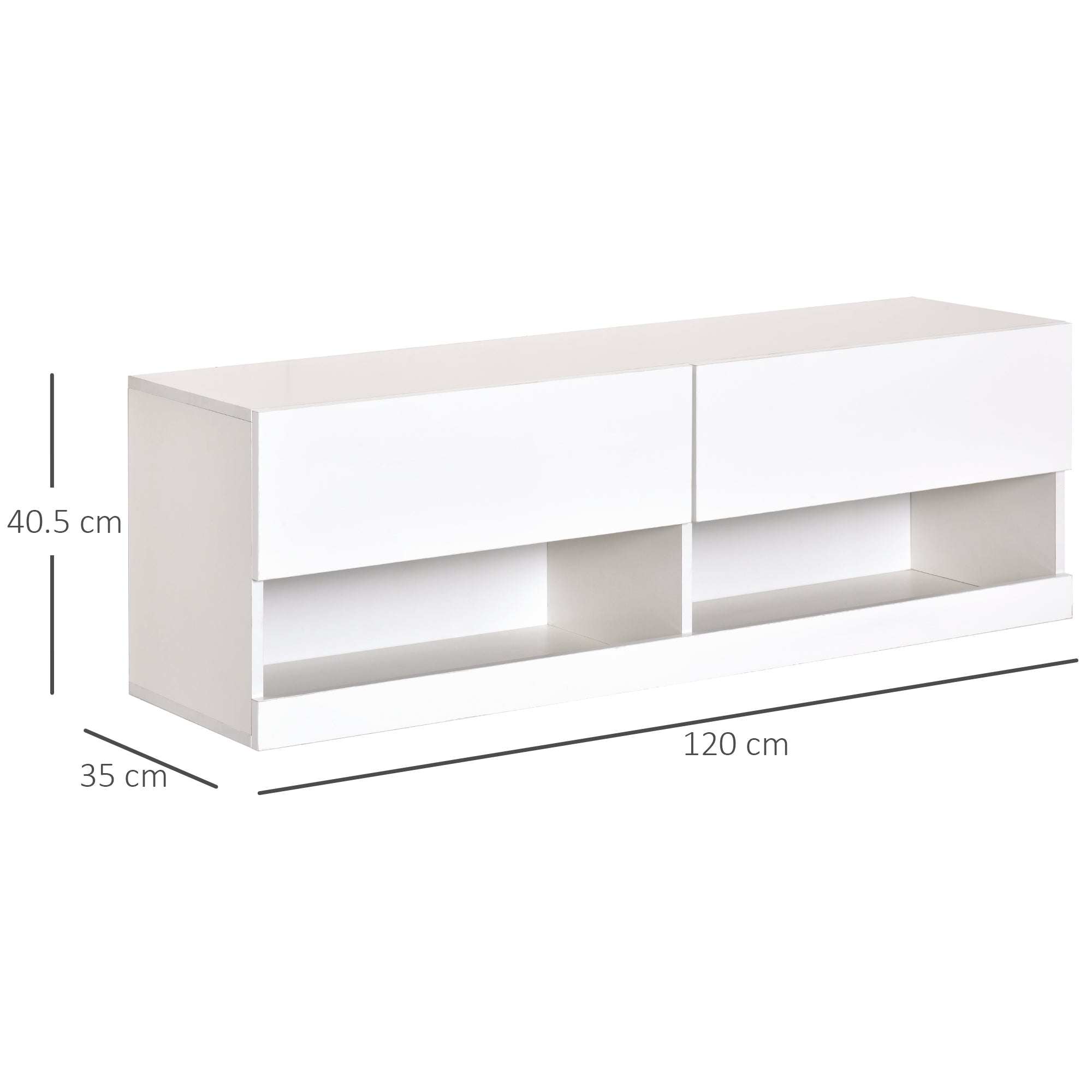 HOMCOM High Gloss TV Stand Cabinet with LED Lights, Wall Mount Media Unit for TVs up to 42 Inch for Living Room Bedroom