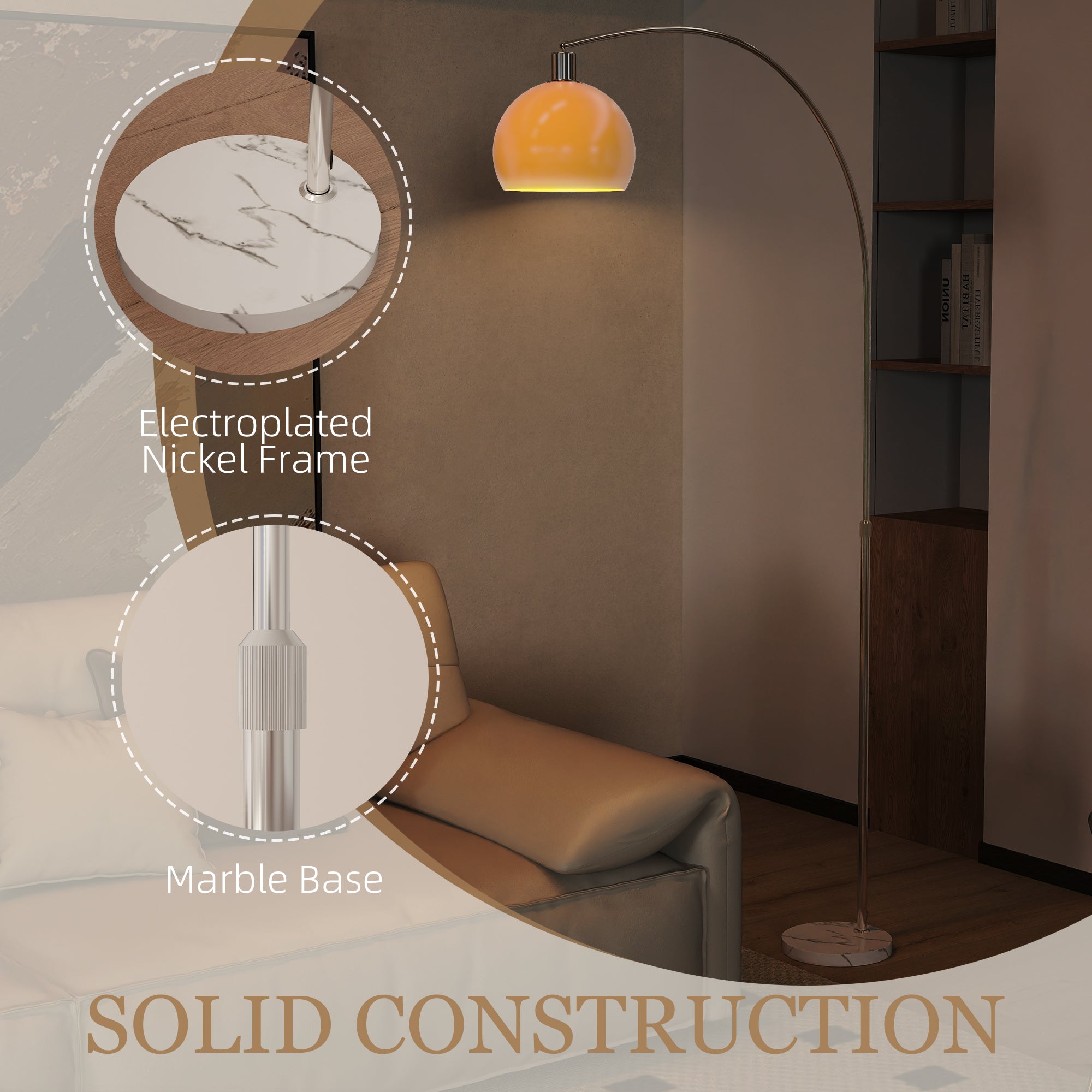 HOMCOM Floor Lamp for Living Room, Modern Standing Lamp with Shade & Foot Switch for Bedroom, Office, White