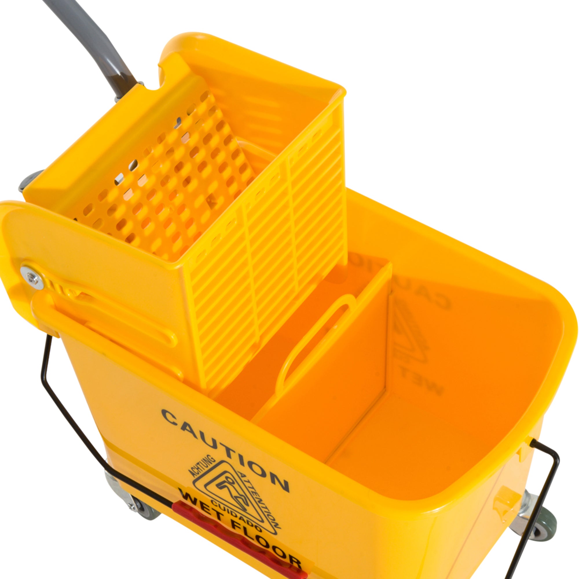 HOMCOM 20L Mop Bucket on Wheels, with Water Separation Panel - Yellow - North Peak Garden Furniture