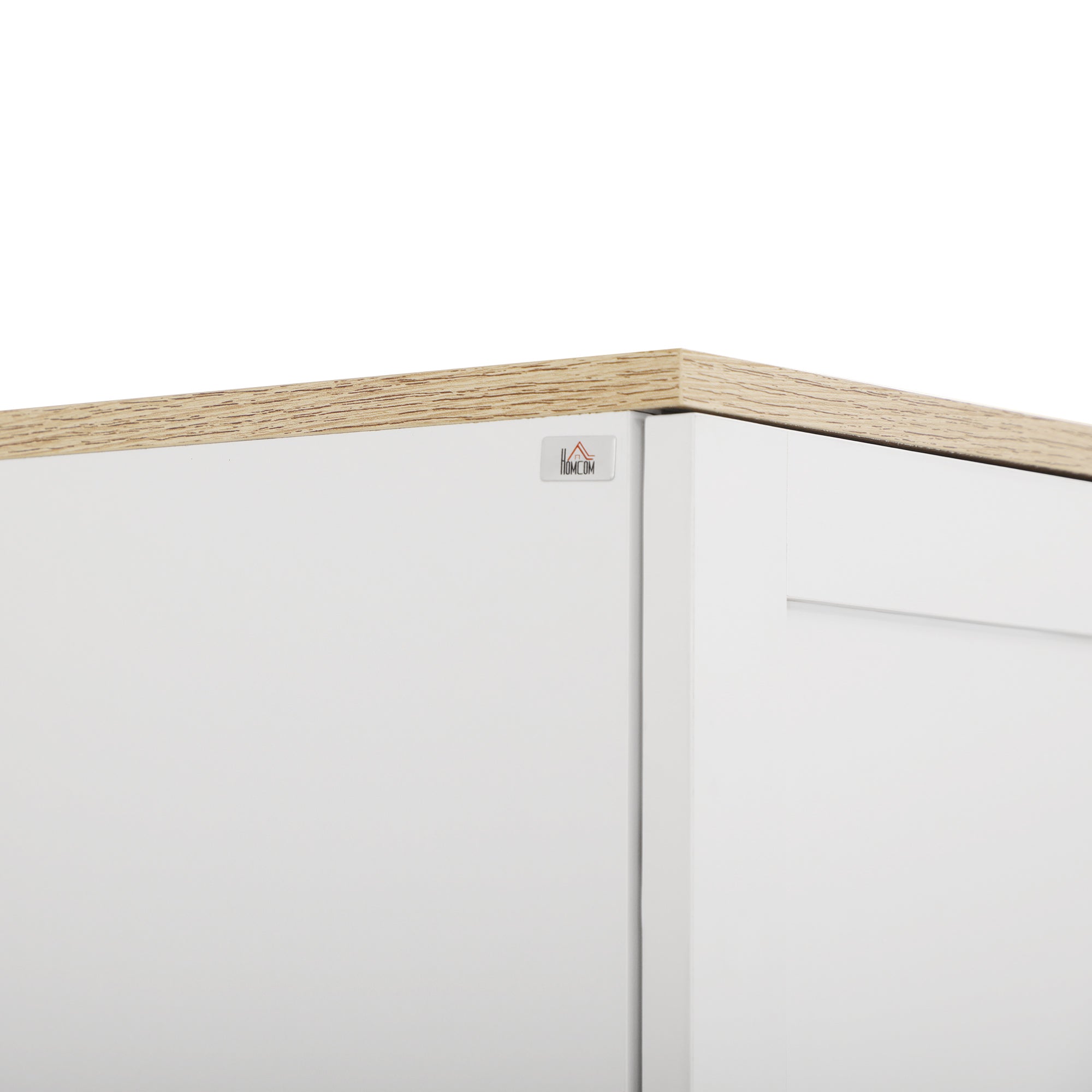 HOMCOM Freestanding Kitchen Cupboard, 4-Door Storage Cabinet Organizer with Adjustable Shelves White - North Peak Garden Furniture