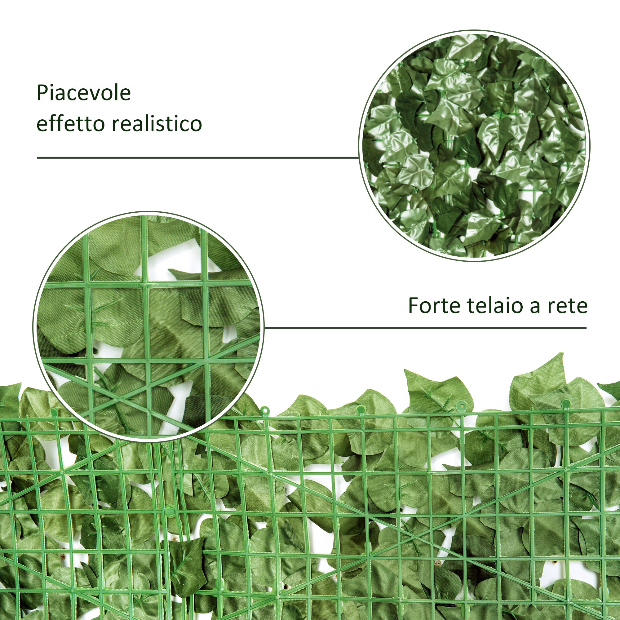 Outsunny 2-Piece Artificial Leaf Hedge Screen Privacy Fence Panel for Garden Outdoor Indoor Decor, Dark Green, 2.4M x 1M - North Peak Garden Furniture