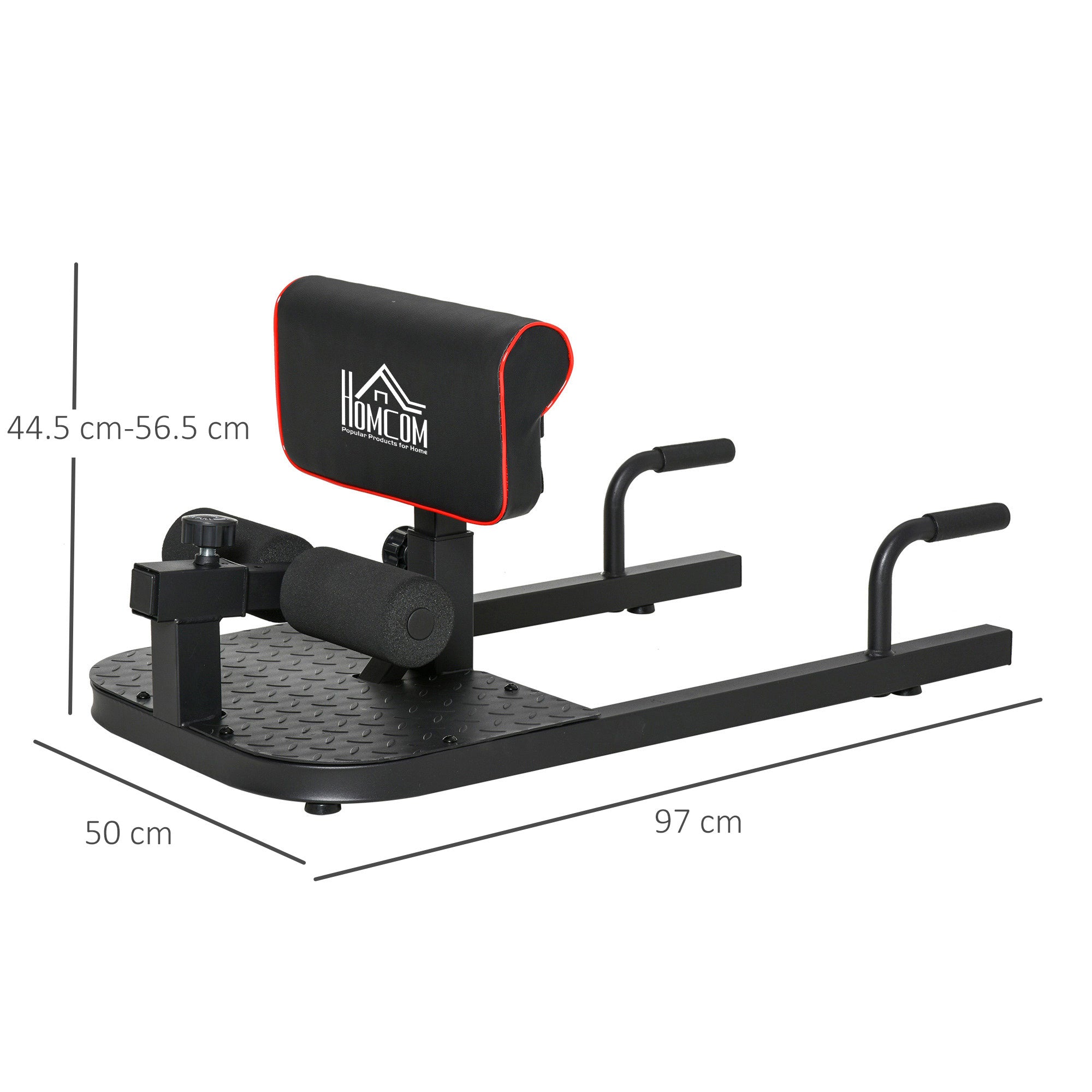 HOMCOM Squat Machine with Push Up Stand, Padded Hip Thrust Bench with Adjustable Cushion for Home Gym Work Out, Black - North Peak Garden Furniture