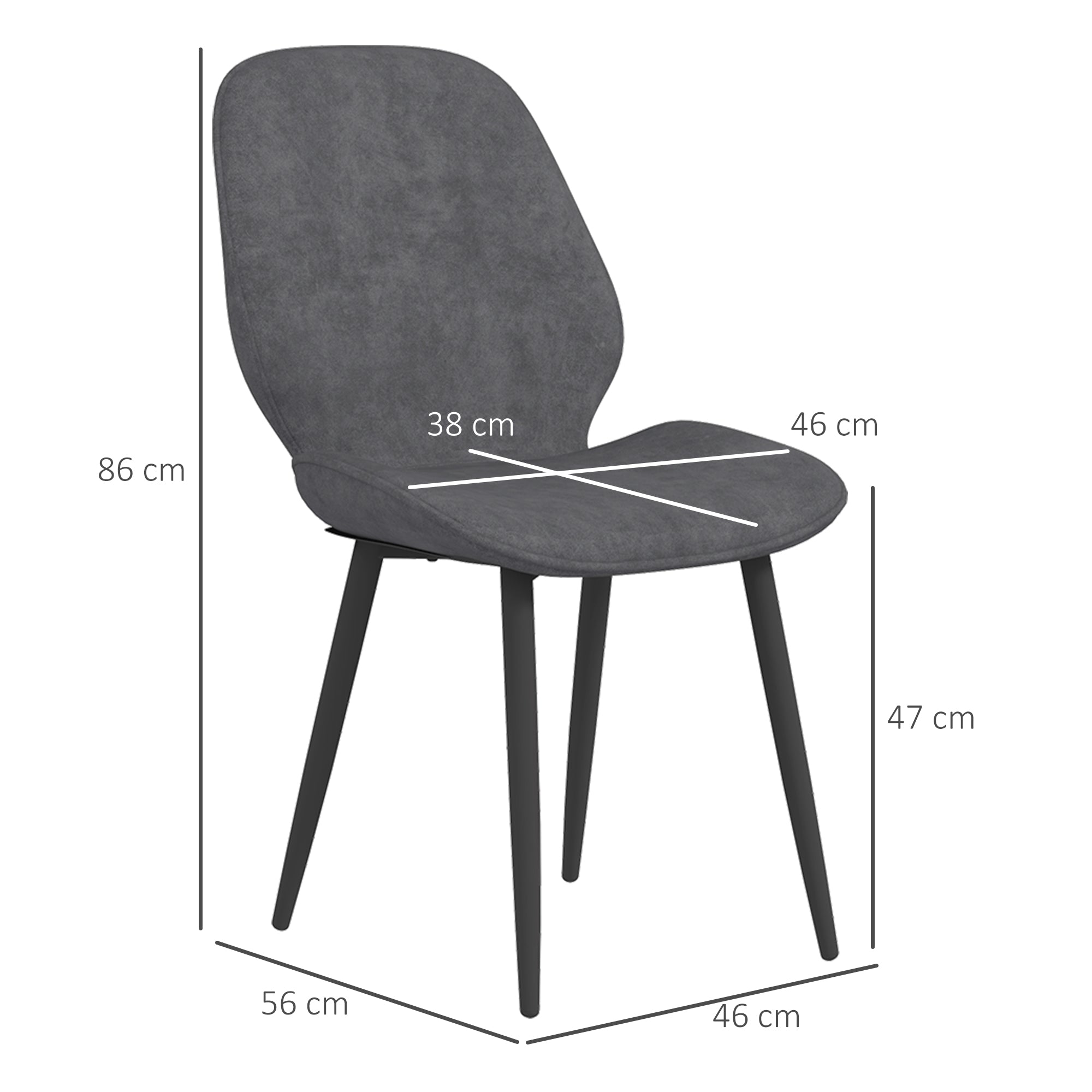 HOMCOM Velvet Dining Chairs, Set of 2 Dining Room Chairs with Metal Legs for Living Room, Dining Room, Grey - North Peak Garden Furniture