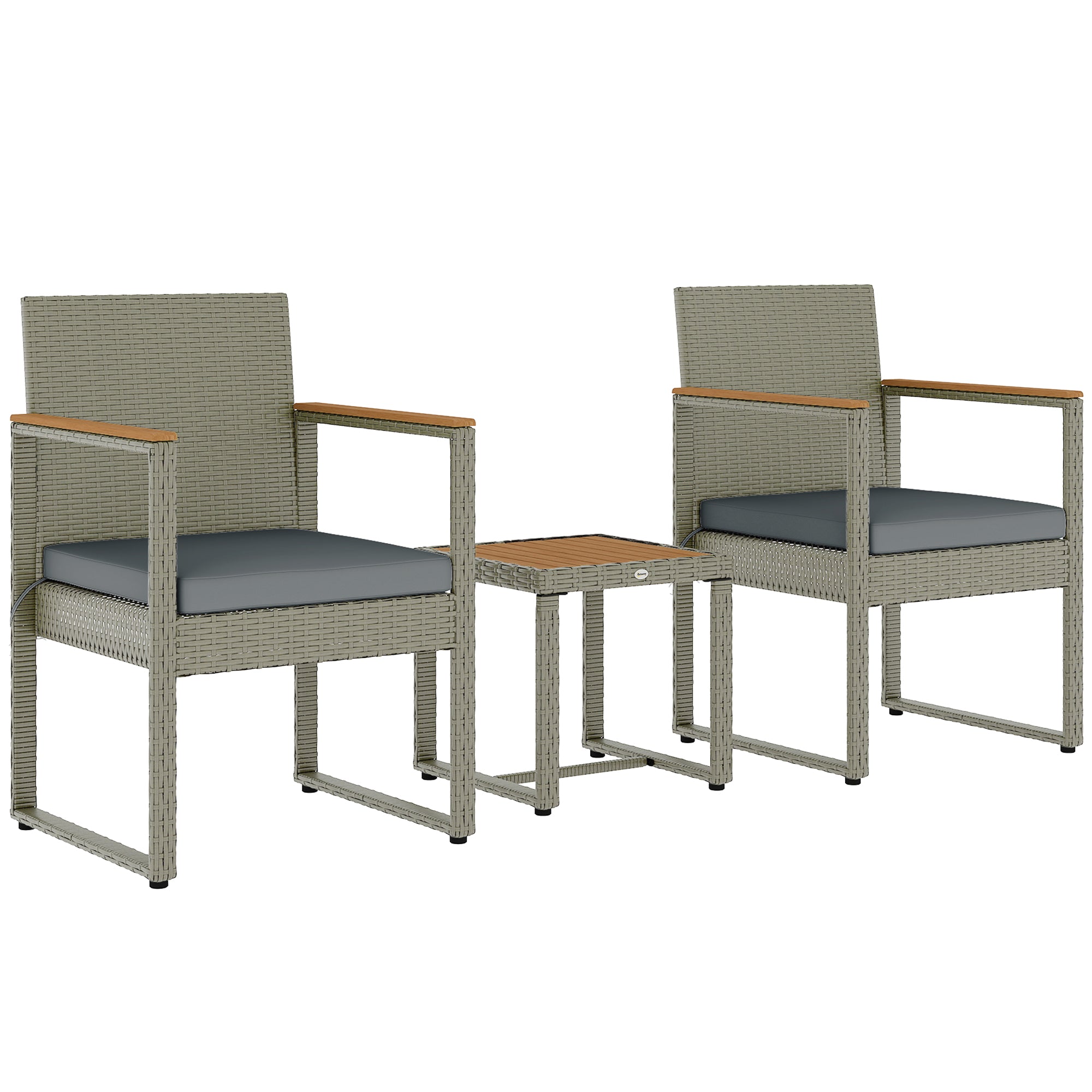 Outsunny Three-Piece Rattan Chair Set - Grey - North Peak Garden Furniture