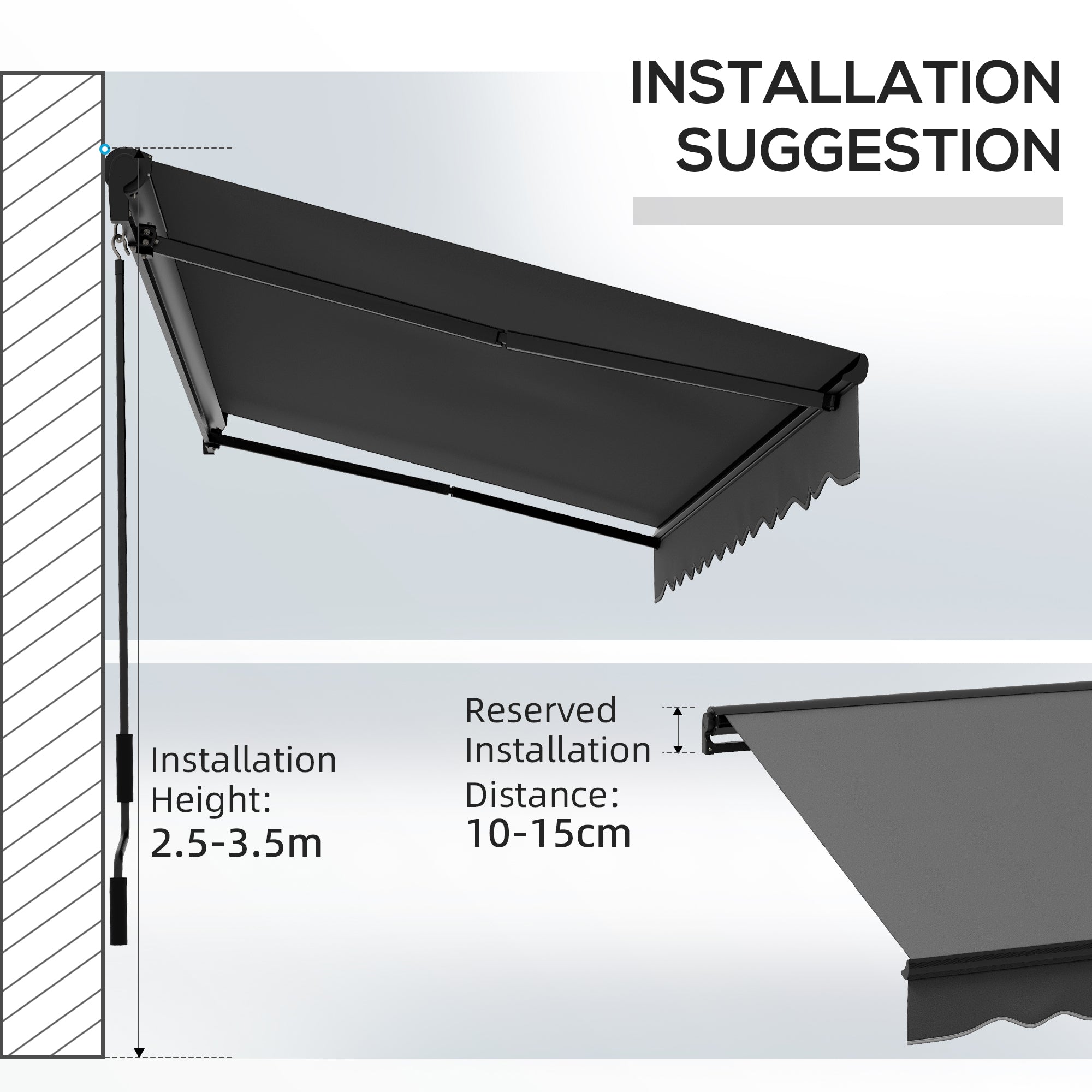 Outsunny 2.5 x 3.5m Aluminium Frame Electric Awning, with Remote - Dark Grey - North Peak Garden Furniture