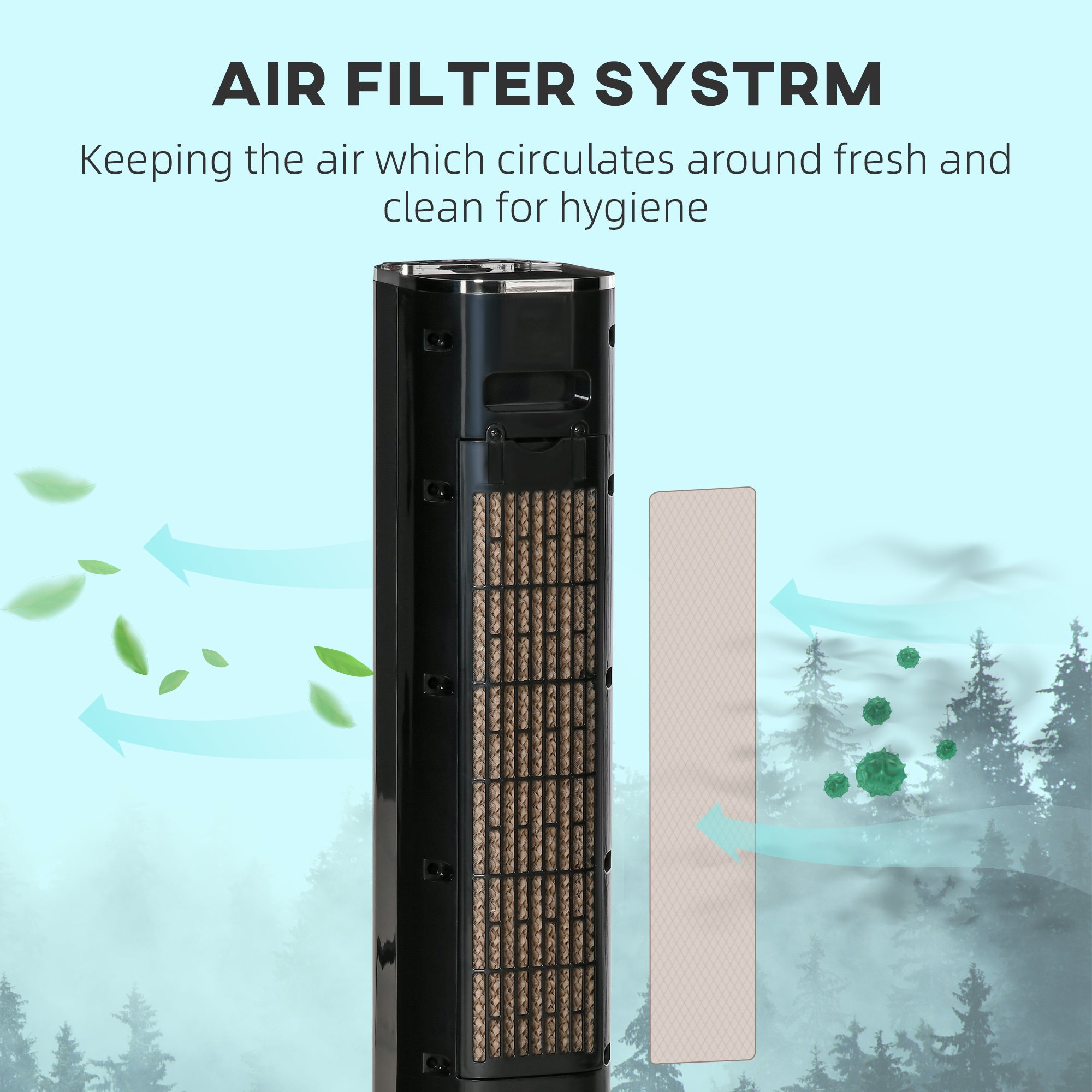 HOMCOM Nine Setting Tower Fan Humidifier, with Ice Boxes - Black - North Peak Garden Furniture