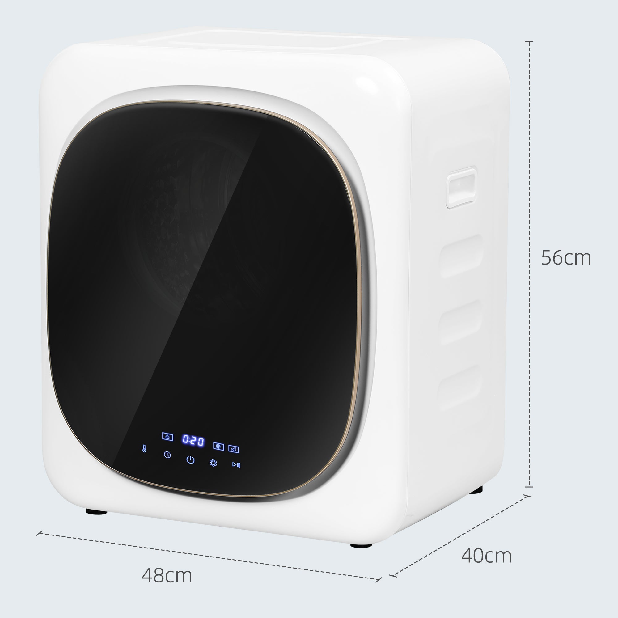 HOMCOM 4kg Vented Tumble Dryer with Deodorize, Smart Mode, 800W Compact Tumble Dryer with Stainless Steel Tub, Front Load, for Flat, Home, RVs, White - North Peak Garden Furniture