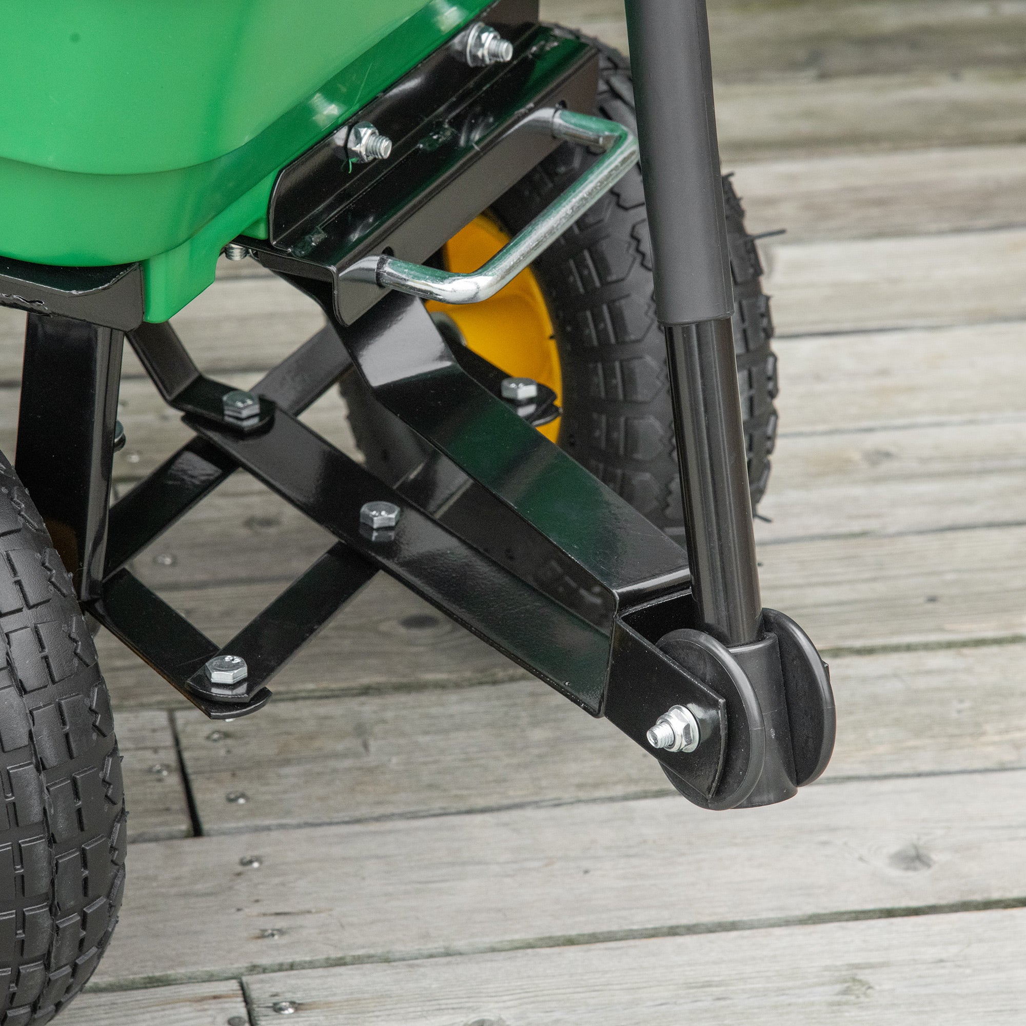 Outsunny 75 Litre Large Garden Cart Heavy Duty 4 Wheel Trolley Dump Wheelbarrow Tipping Truck Trailer - Green - North Peak Garden Furniture