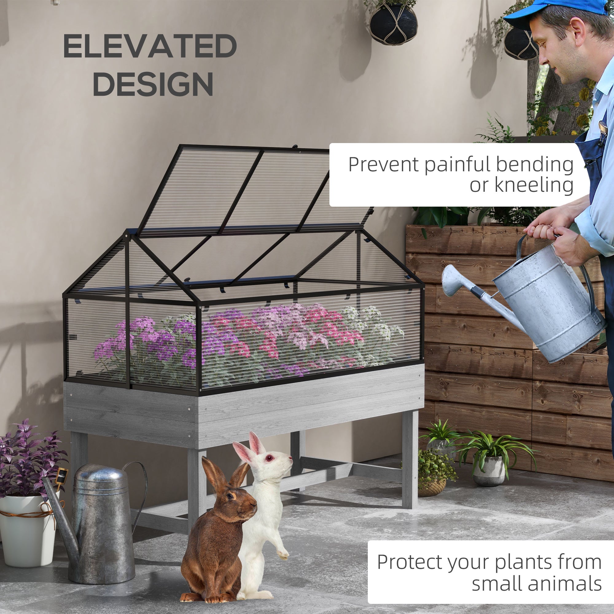 Outsunny 60 x 120cm Raised Garden Bed, with Wooden Base - North Peak Garden Furniture