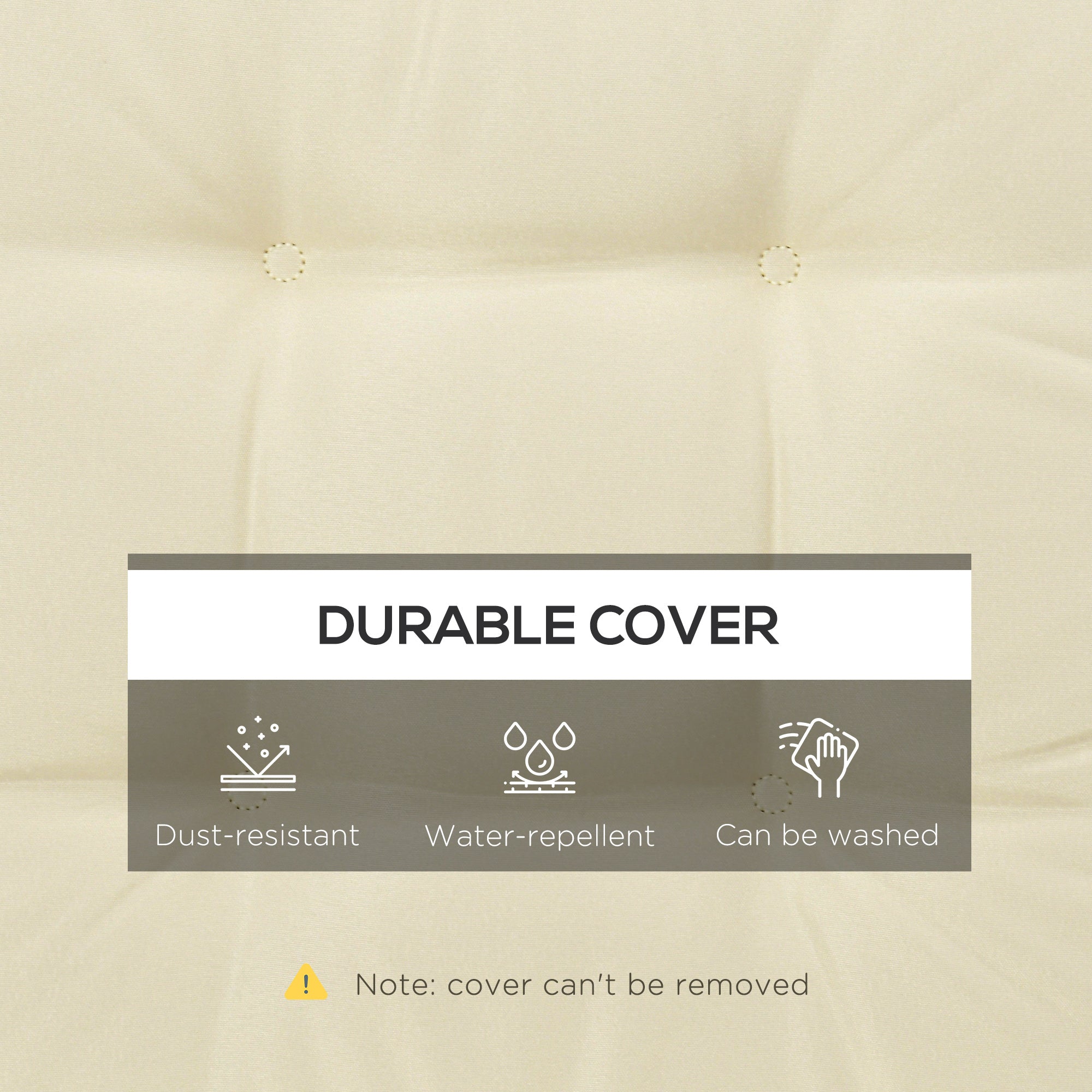 Outsunny Set of 4 Garden Seat Cushion with Ties, 42 x 42cm Replacement Dining Chair Seat Pad, Cream White - North Peak Garden Furniture