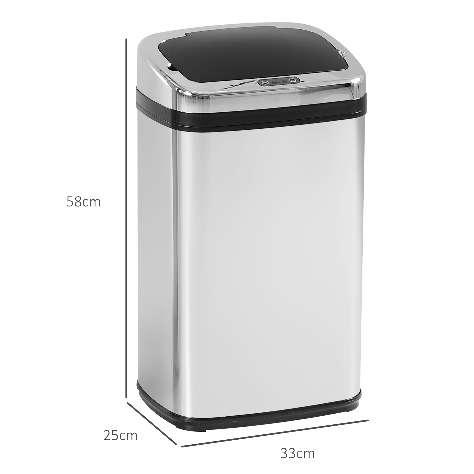 HOMCOM 30L Stainless Steel Motion Sensor Lid Bin - Silver Tone - North Peak Garden Furniture