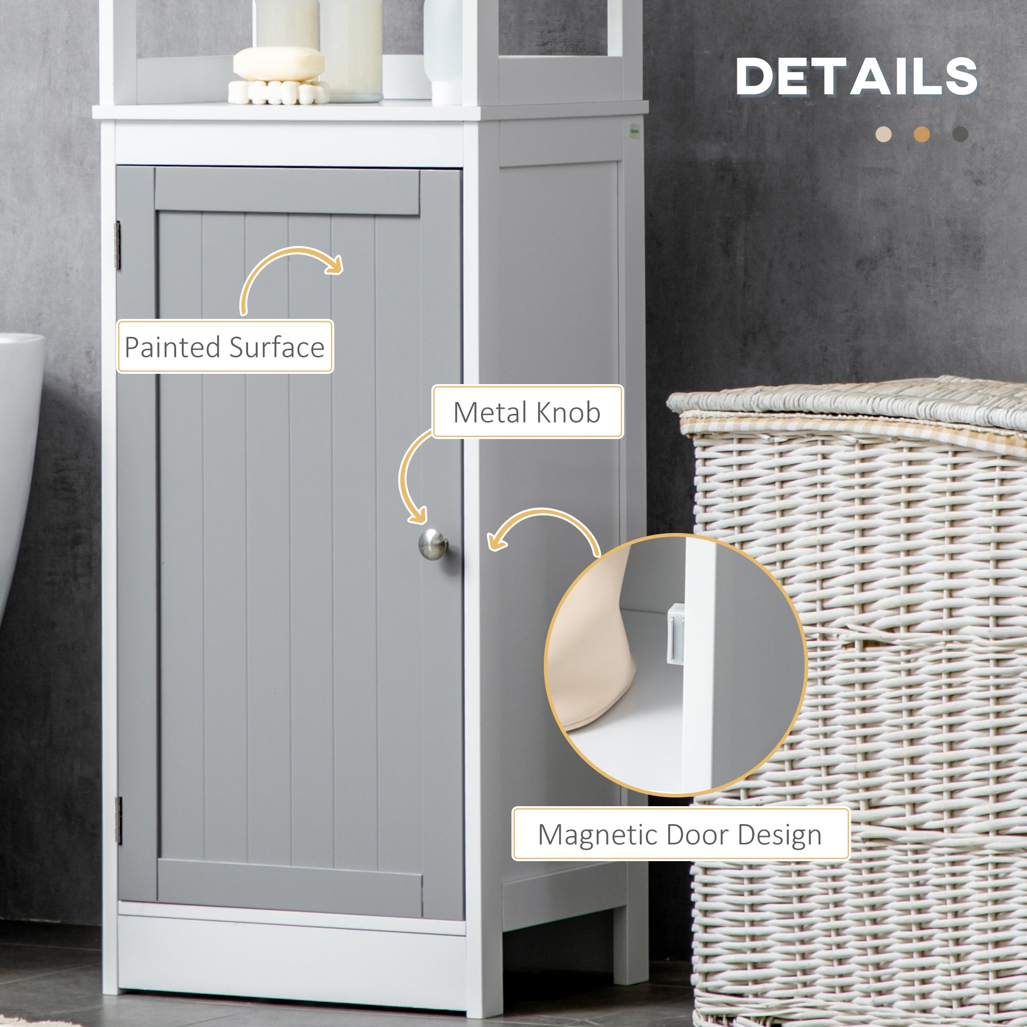 kleankin Tall Bathroom Cabinet Free Standing Slimline Cupboard Tallboy Unit Storage Organiser for Bathroom, Living Room, Kitchen - North Peak Garden Furniture